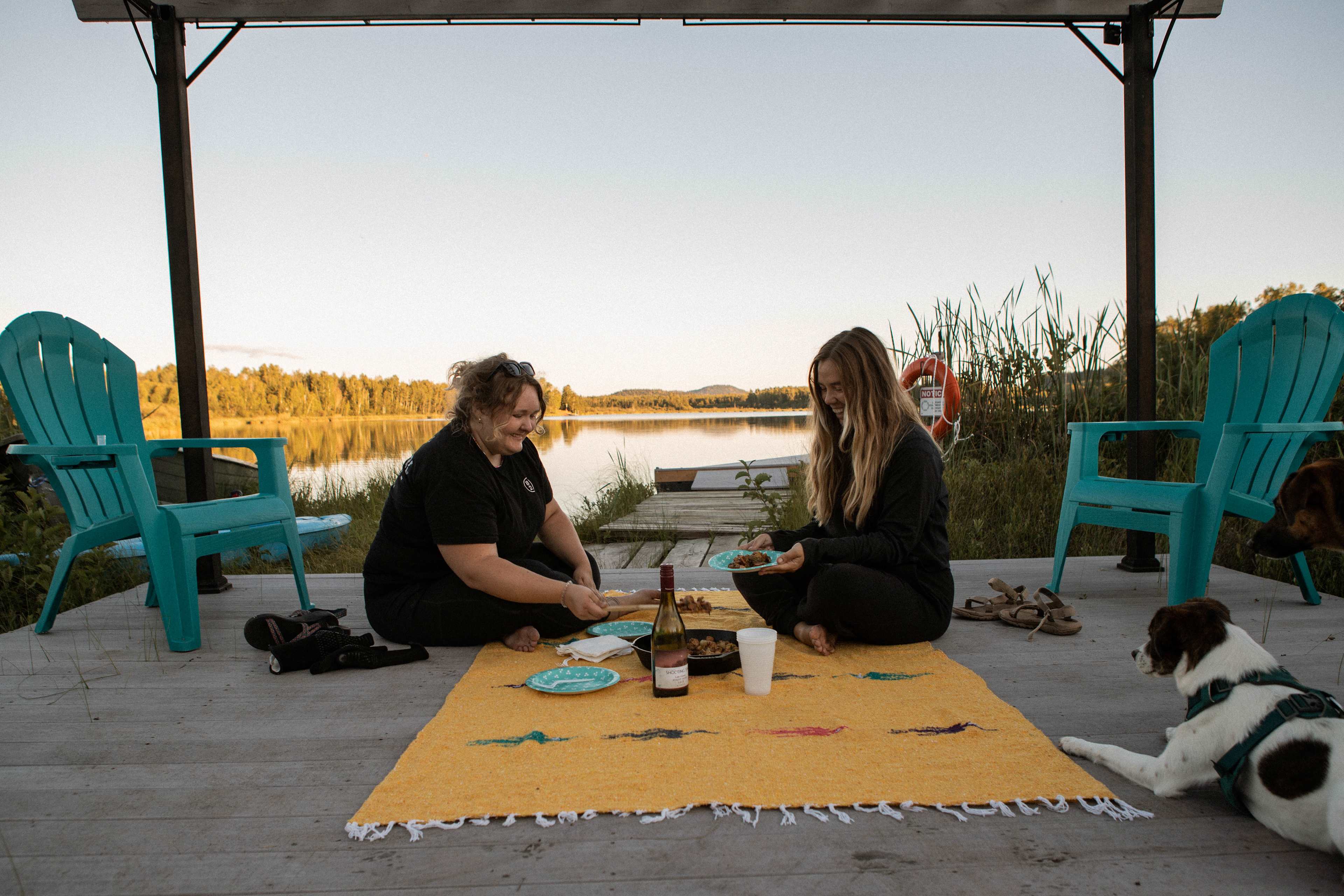 We ended up watching the sunset turn the lake golden. 