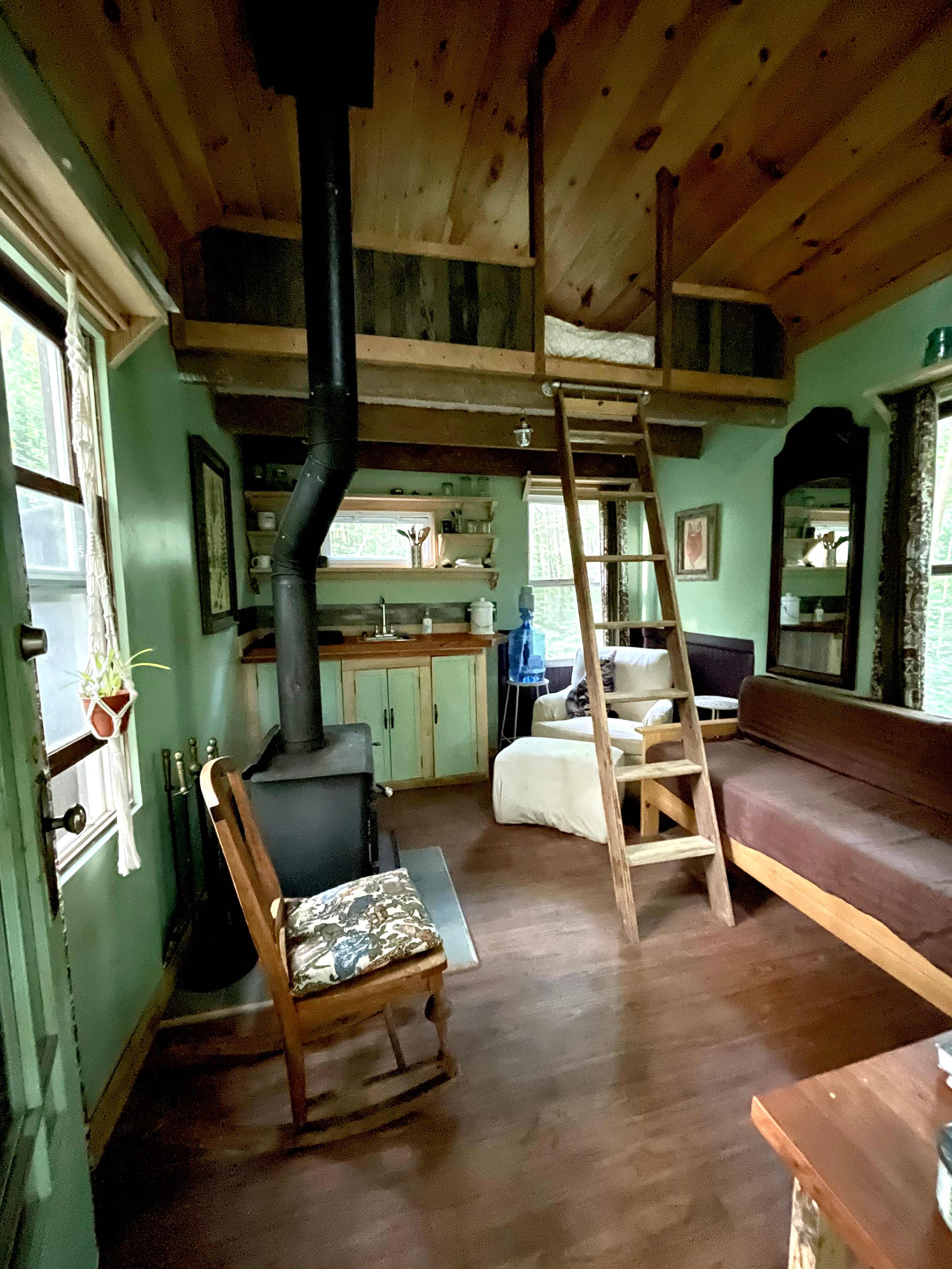 Inside the cozy sugar shack, 