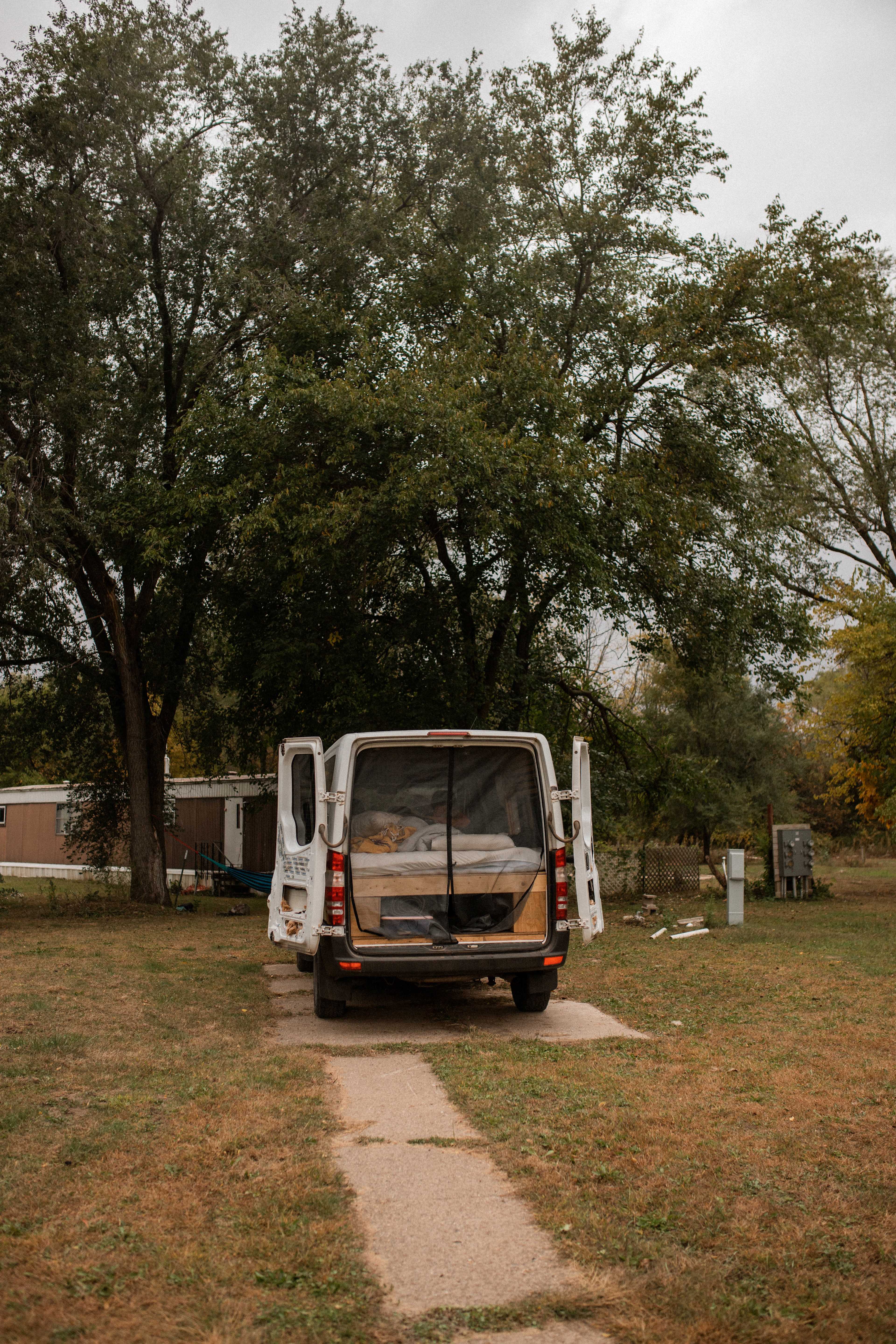 There is a great paved pad to park on. It accommodated my van very well! 