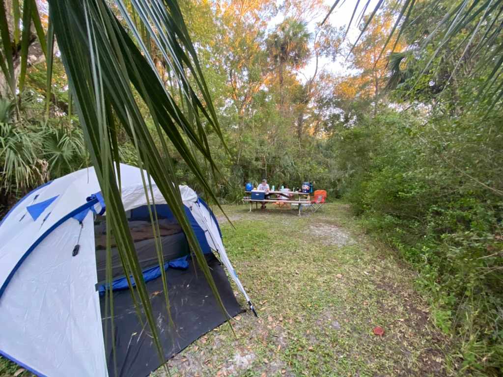 We used our tent as a visual block to create some privacy between us and the RV site next door (even though there wasn't anyone there)