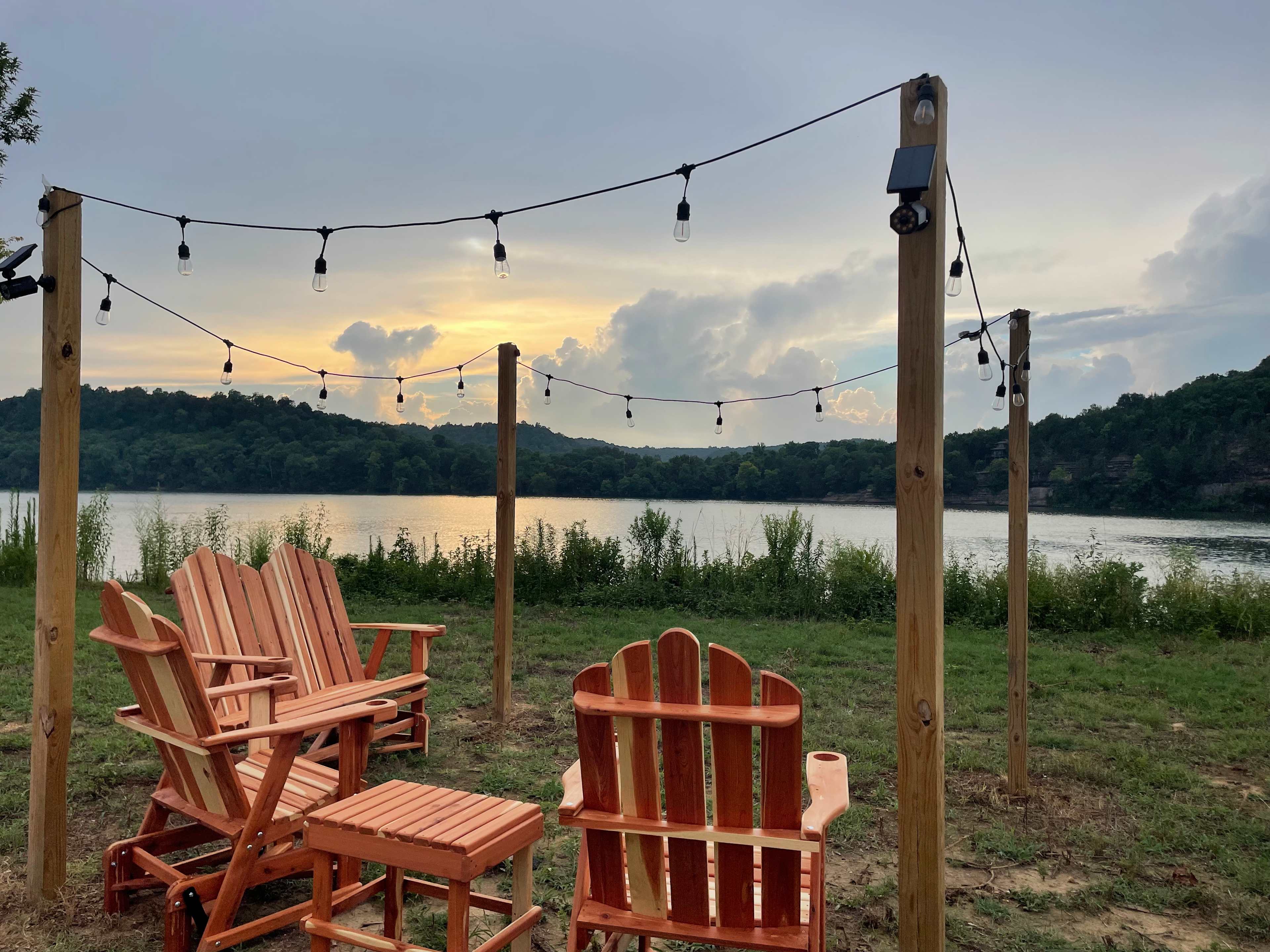 Watch the sunset and barges go by from the waterfront site 
