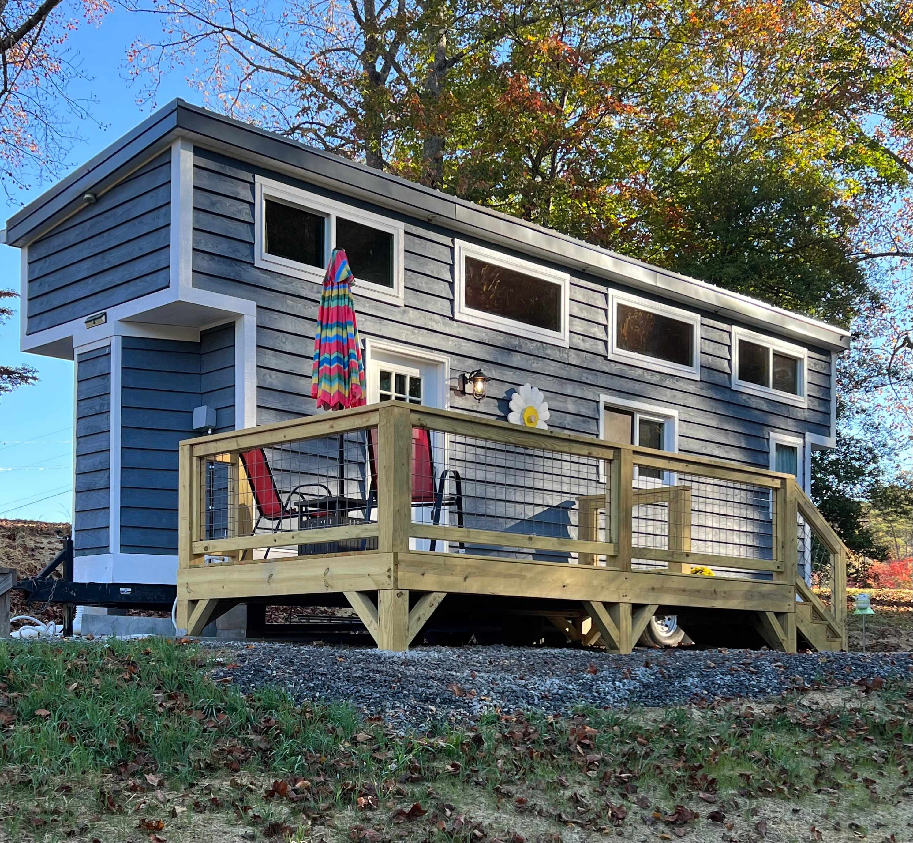 Front view of your “Night Sky Hideaway” tiny home
