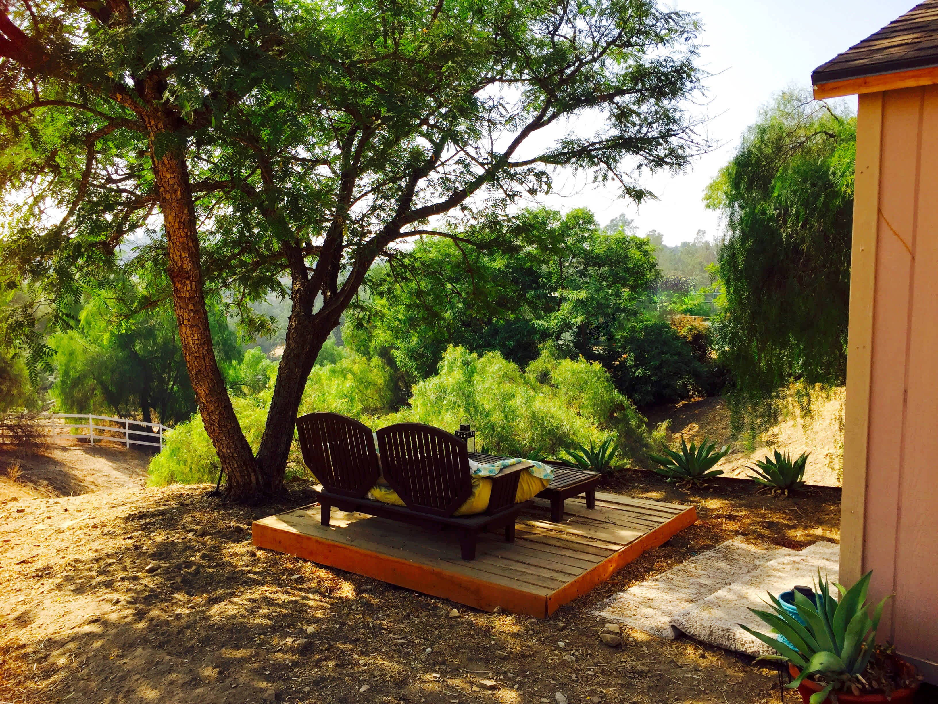 Your own private deck overlooking the hillside
