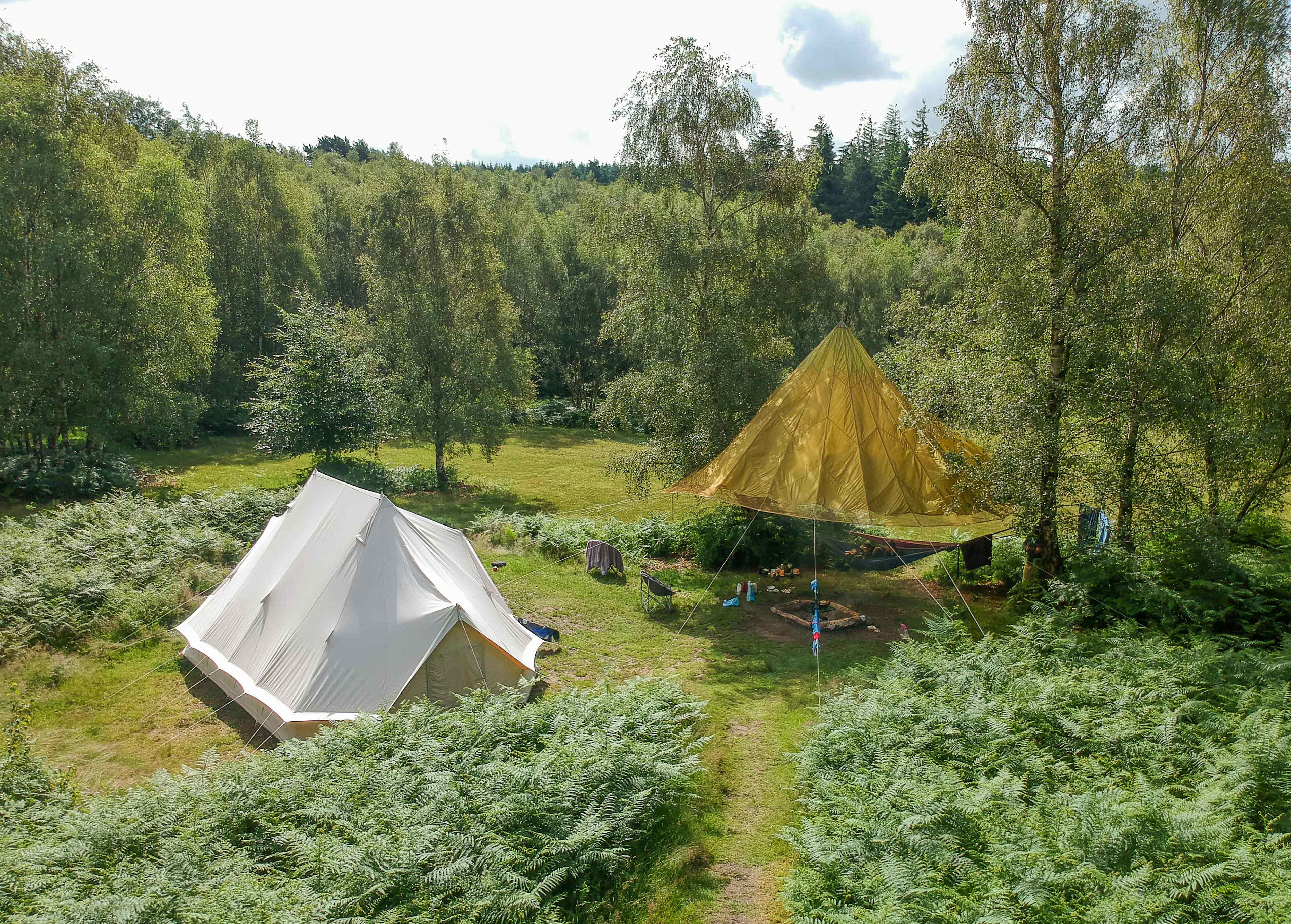 Double faraway tent pitch with wonderful views