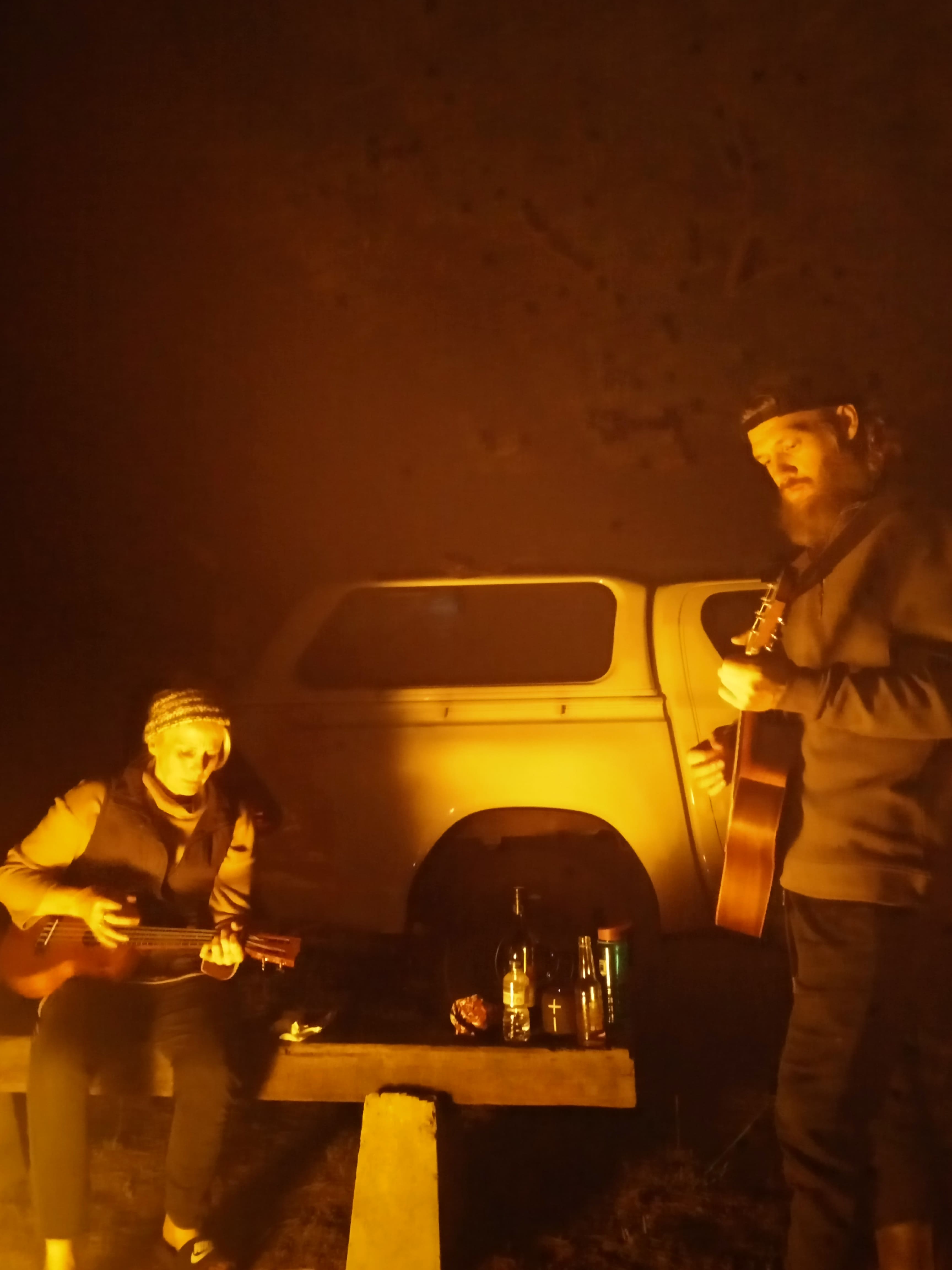 jamming by the pit fire.