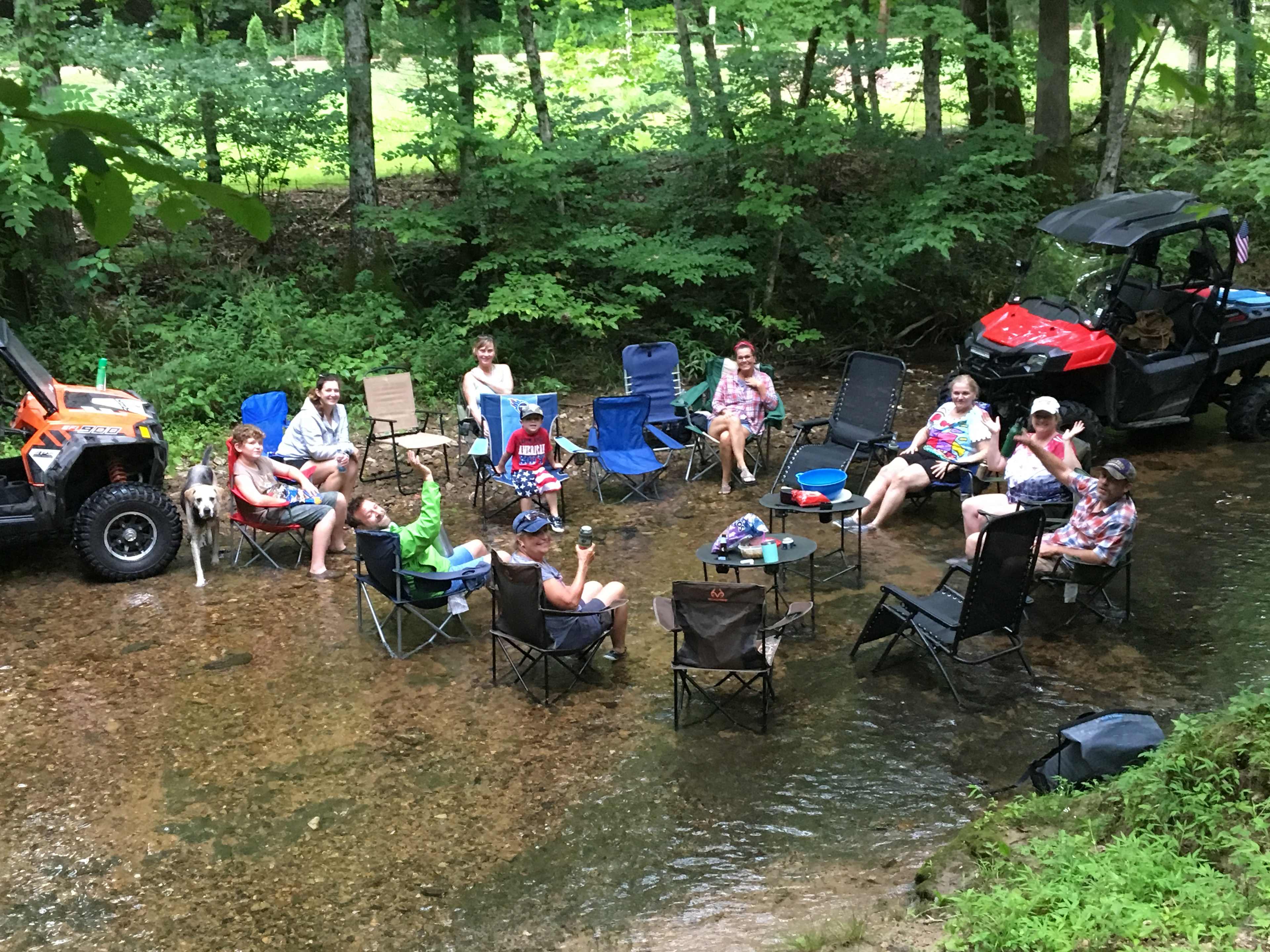 The neighbors visiting on a hot summer day when the campground is closed.









