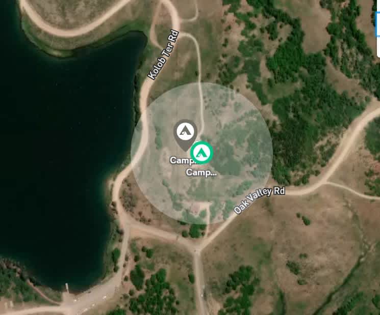 Location of camping spots in relation to the Reservoir and Kolob Terrace road. 