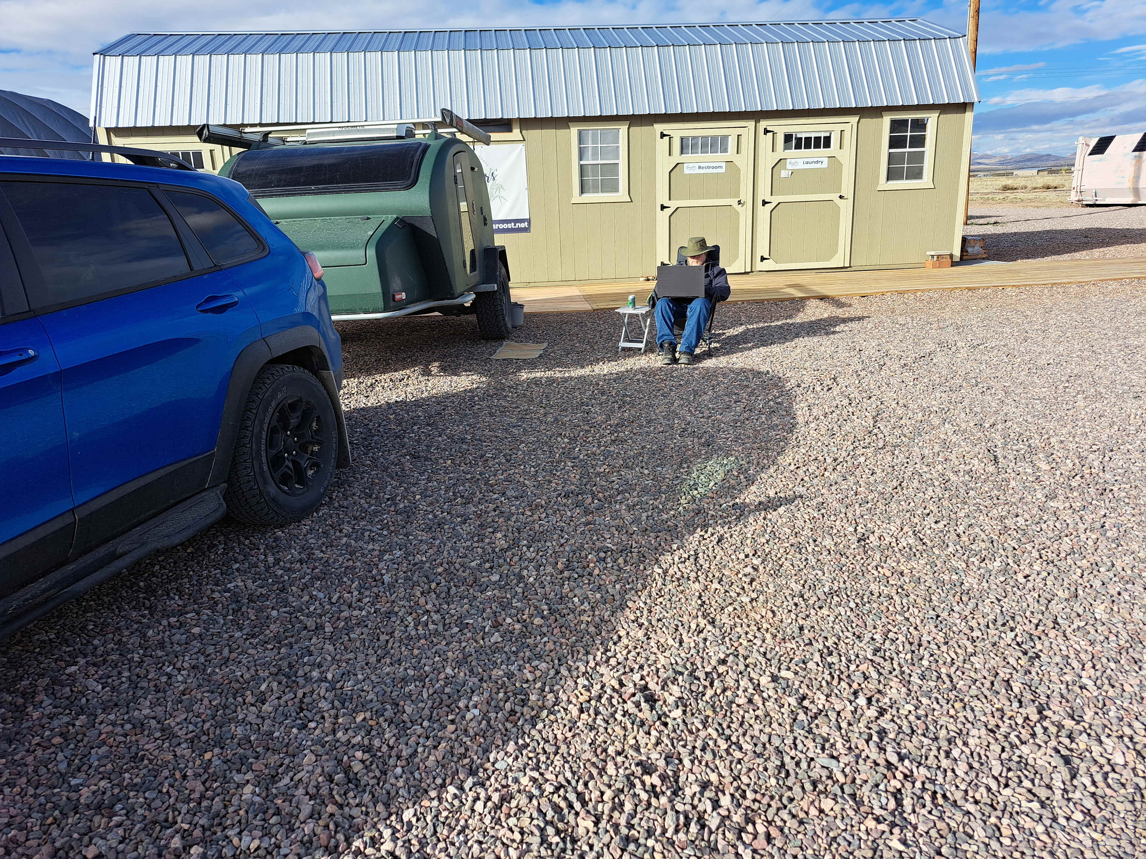 Host let us camp next to the bathroom since we were there just for one night and had to bathroom in our teardrop. 