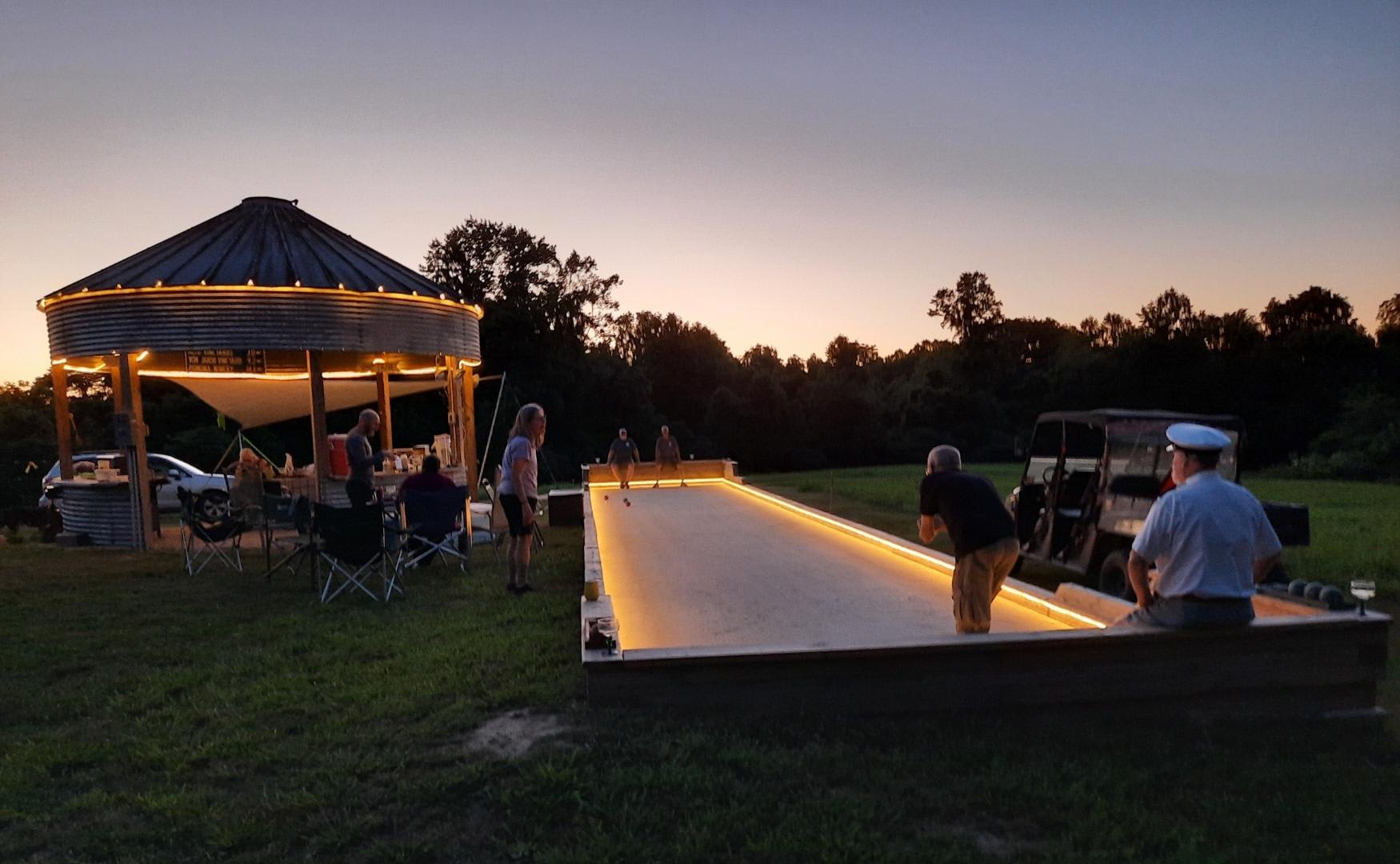Grainzebo II and Bocce Court with 30 Amp electric Hook-Up. Close to Outhouse.