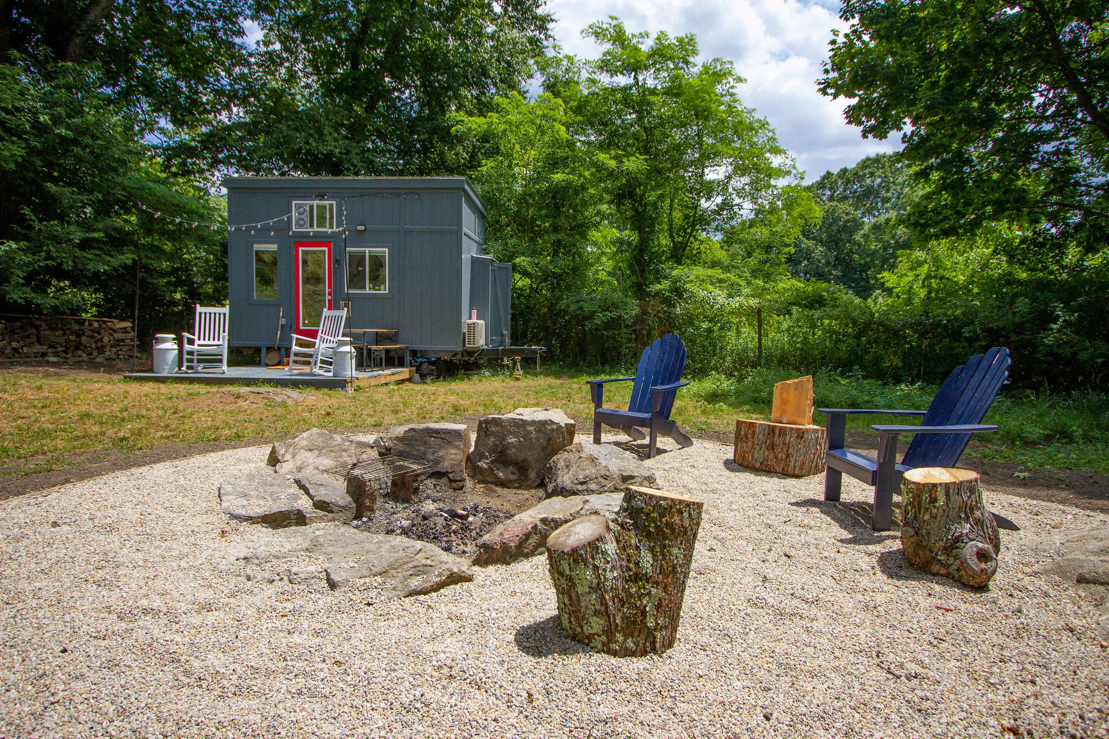 The large rocks were excavated from around the farm to make up the fire ring. It's a behemoth, and perfect for gathering and cooking.
