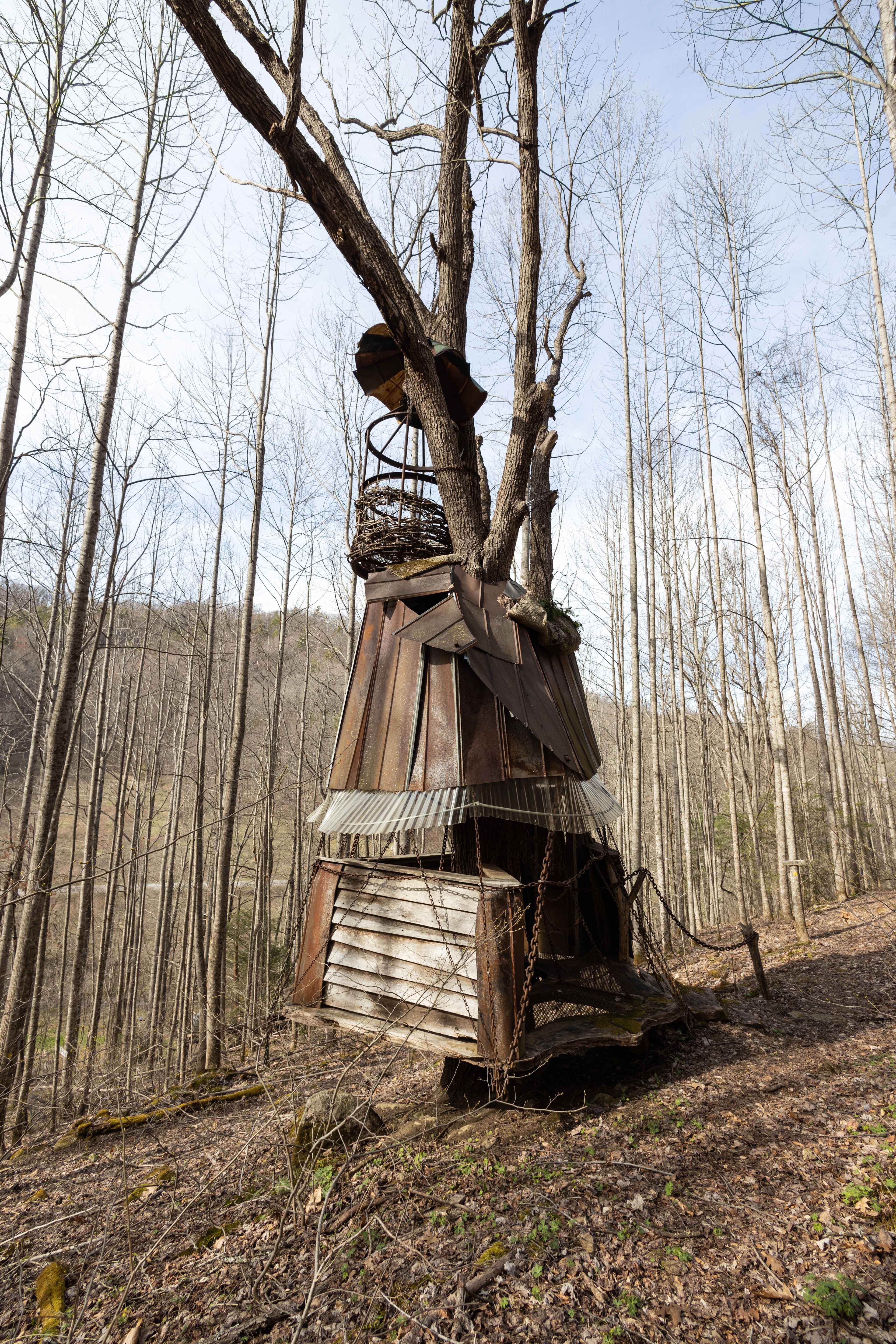 A very unique treehouse structure just up the hill from the cabin.