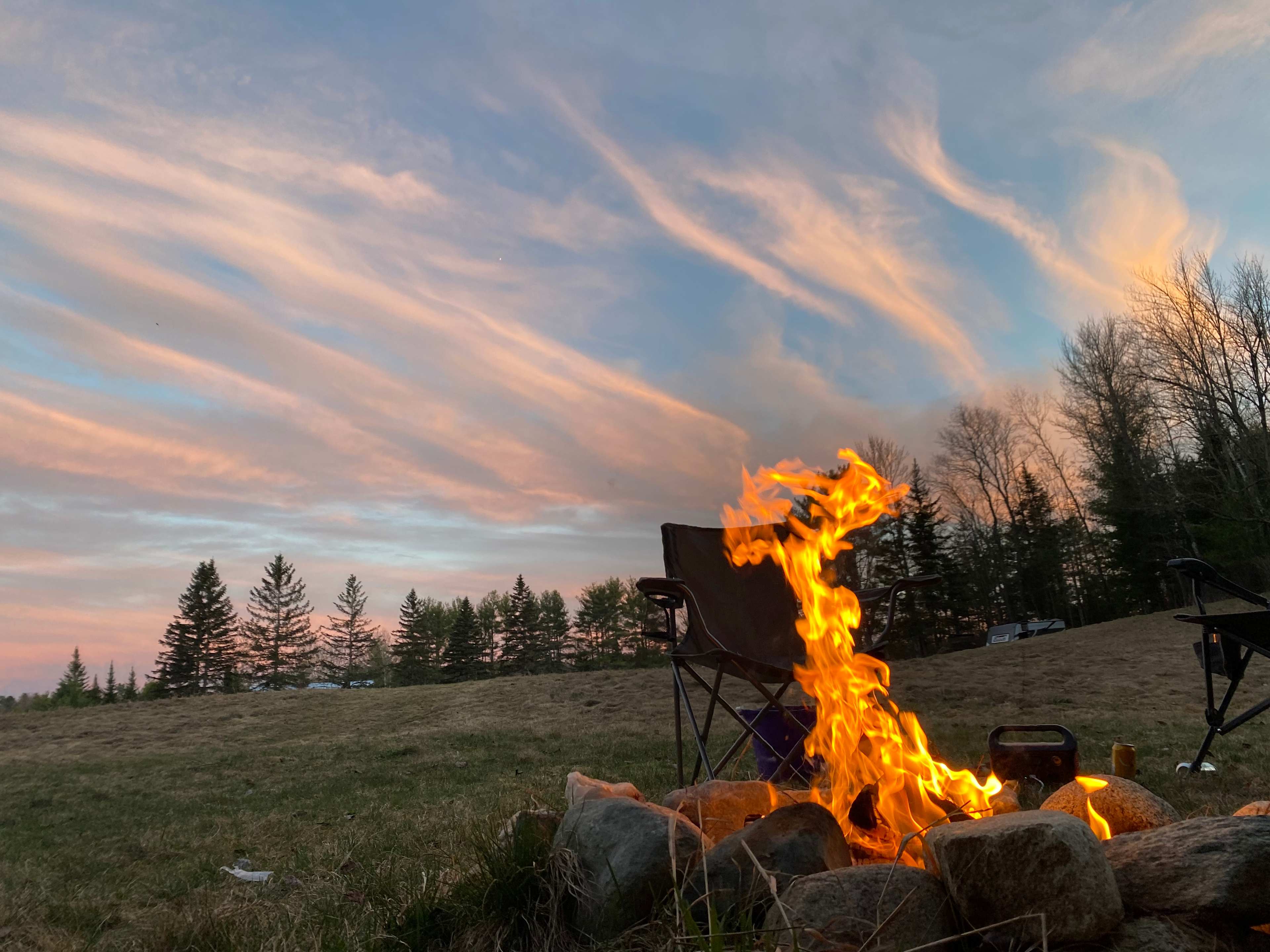 Private field and woods camping