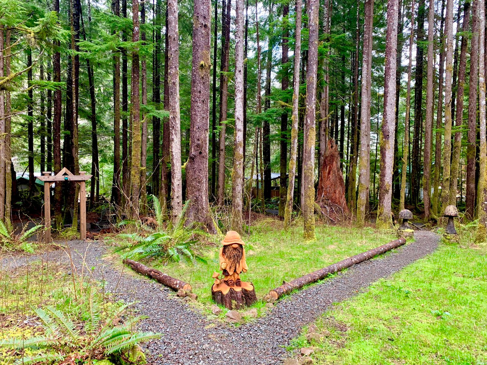 Camp in the sol duc rainforest one mile from the hotsprings park entrance and lake crescent. Enjoy covered outdoor kitchens an hot showers.  Located at mile 35.5 of the Olympic discovery trail. 