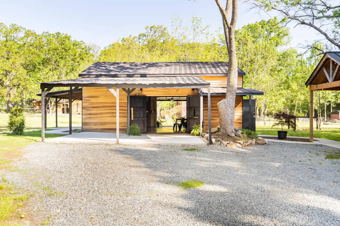 Driveway and Party Barn.