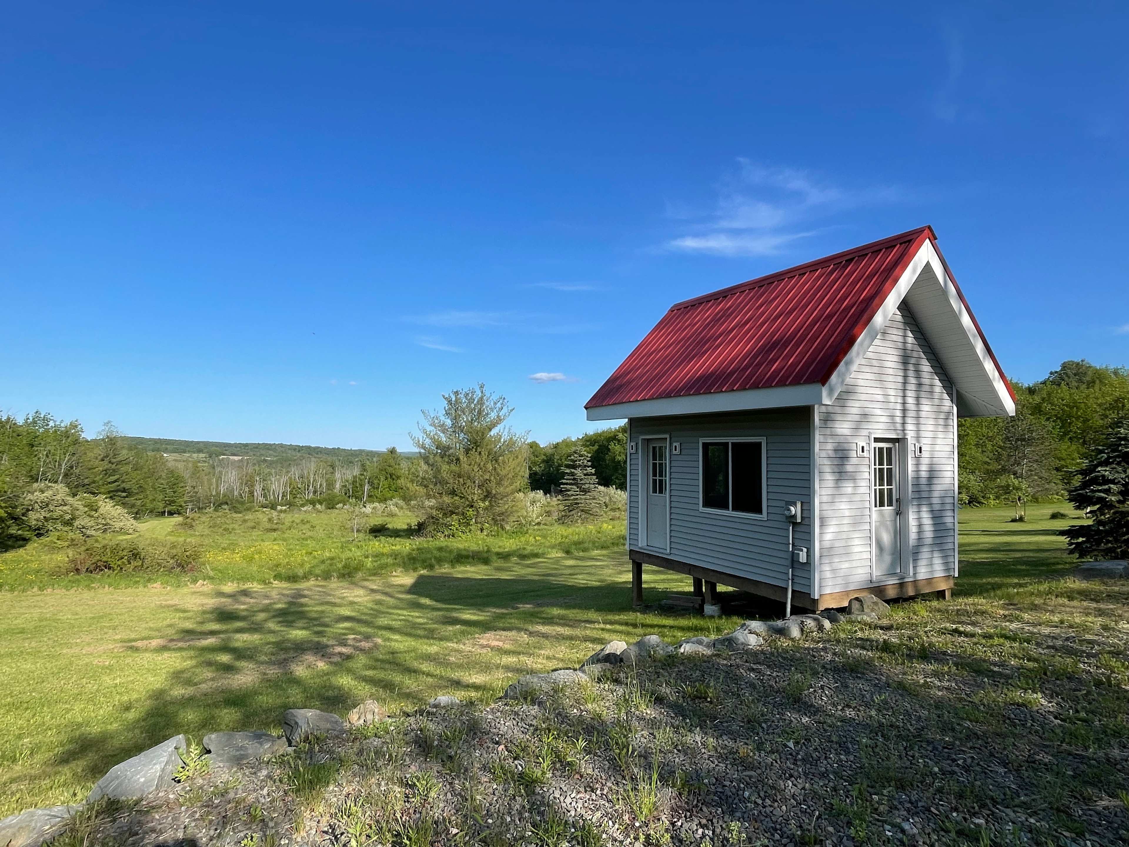 RV power Hookup on side of small building