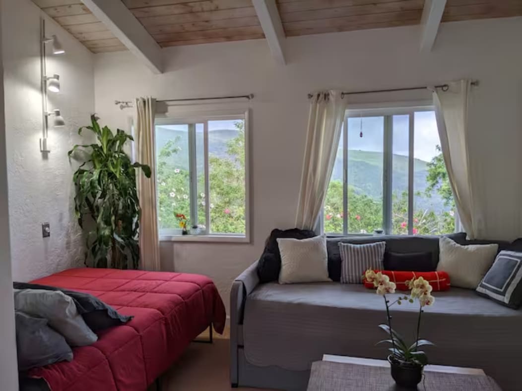 Full size bed and twin day bed w/twin trundle. Mountain views.