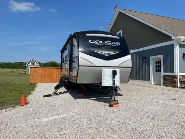 Extra wide pad with room to park. 