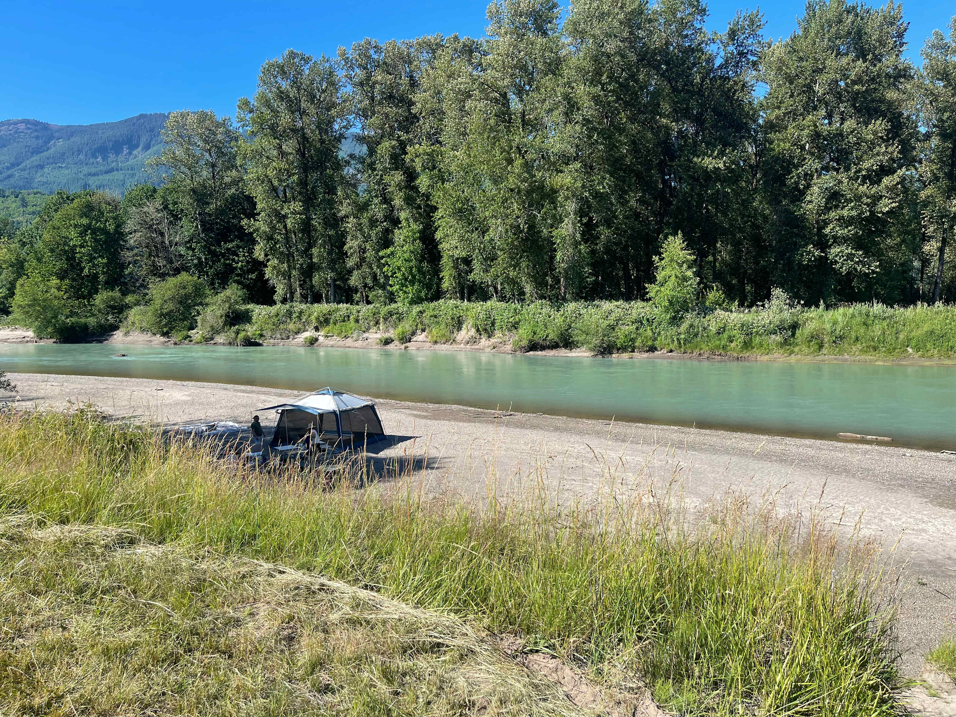 This is from above where the cars are parked. Steep sandy hill to get down. We thought it was totally worth it to be by that gorgeous river!