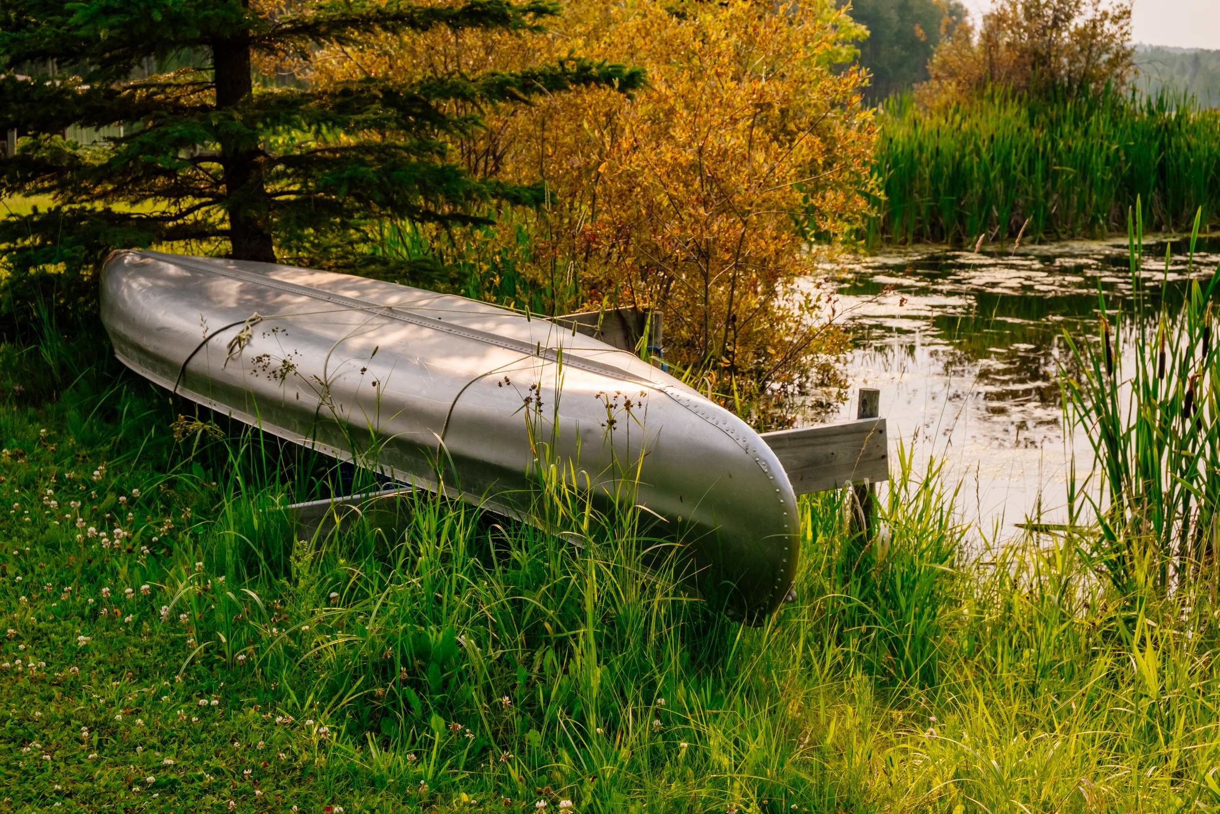 Canoe available for paddling.