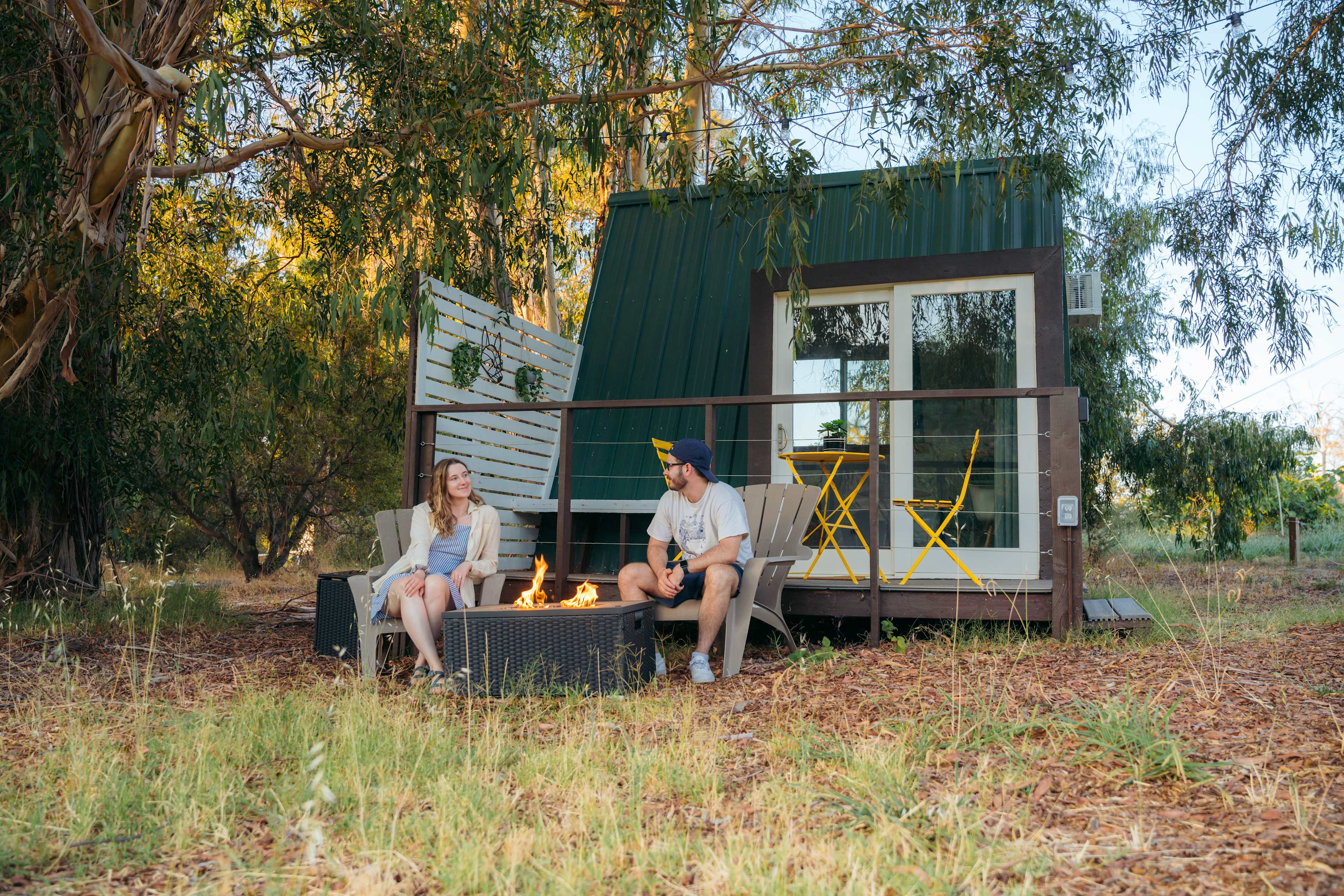 Enjoying the campfire right after the sunset 