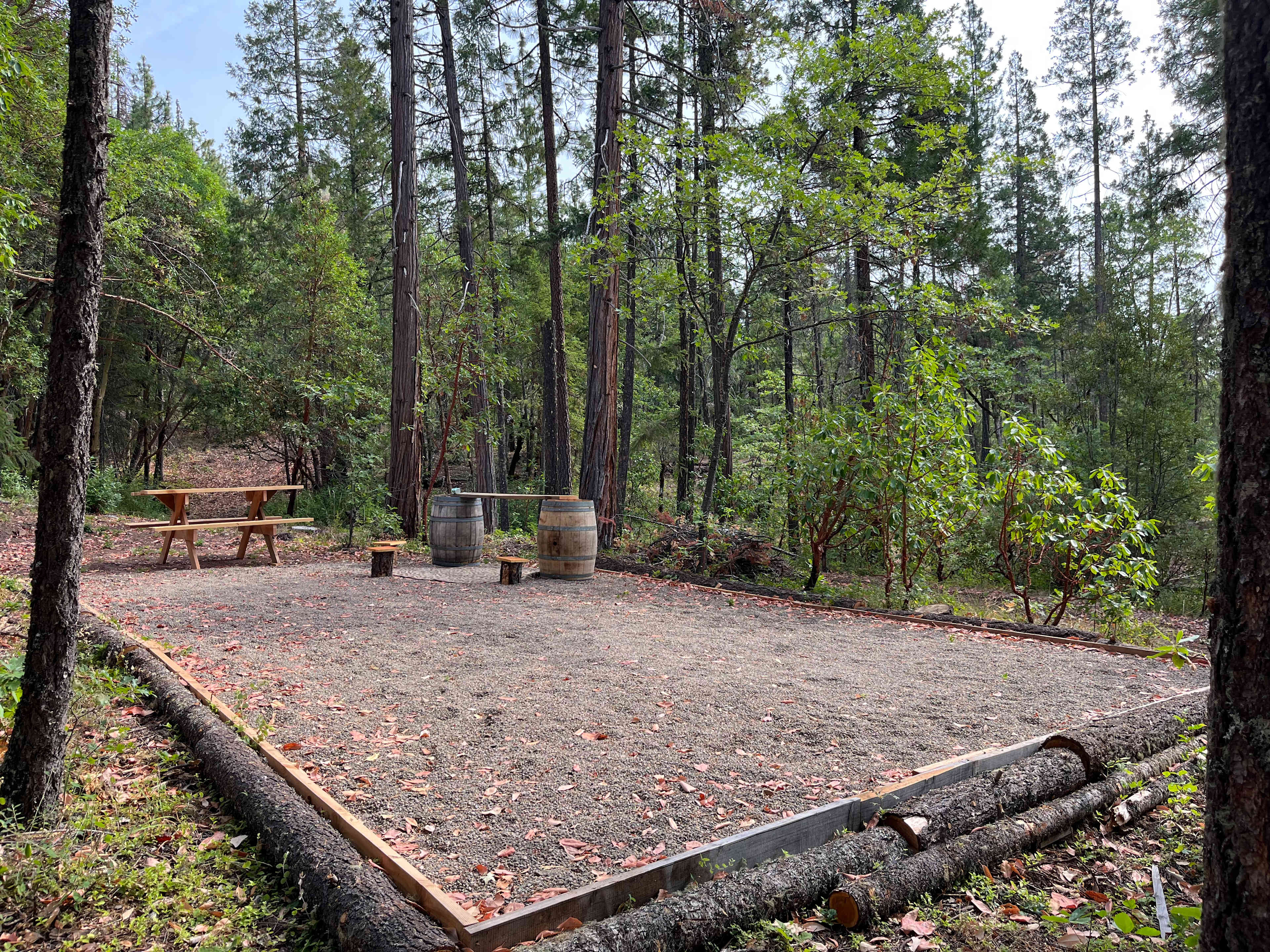 Open camp space to pitch your tent or car camp. Road is big enough for trucks or small camper vans (cargo van size). 