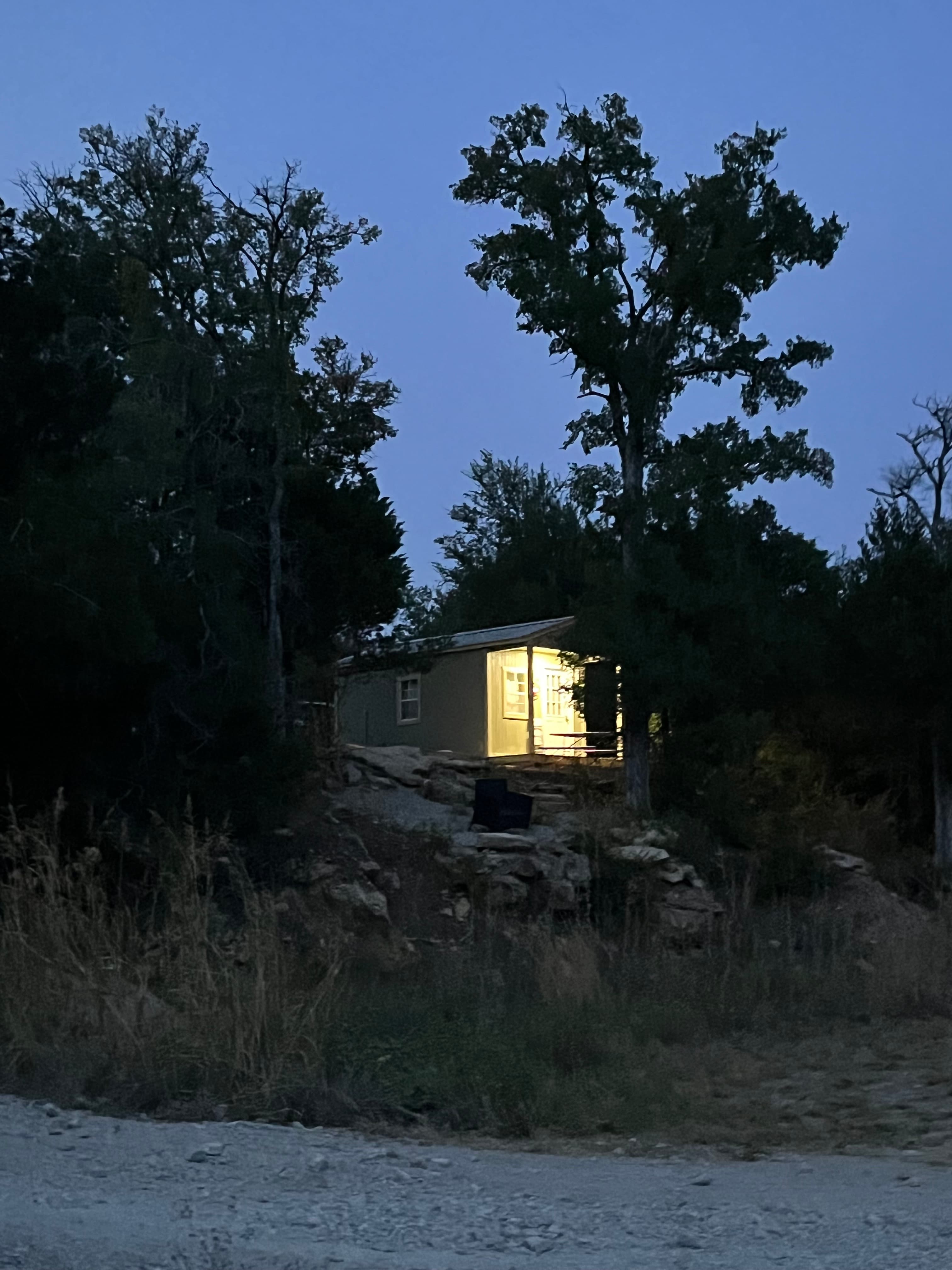The reflection cabin at night
