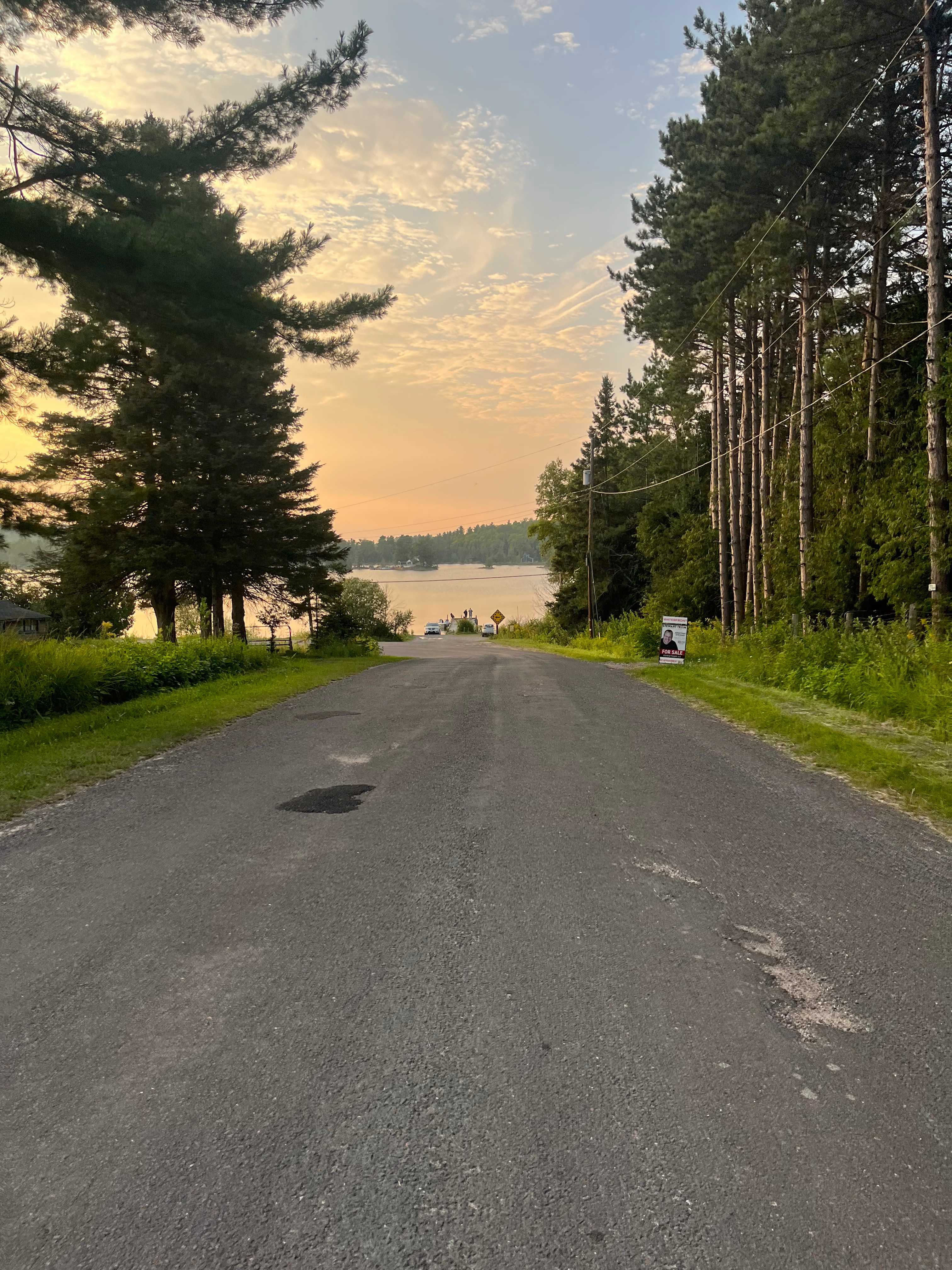 Road down to the pretty bay near the cabin