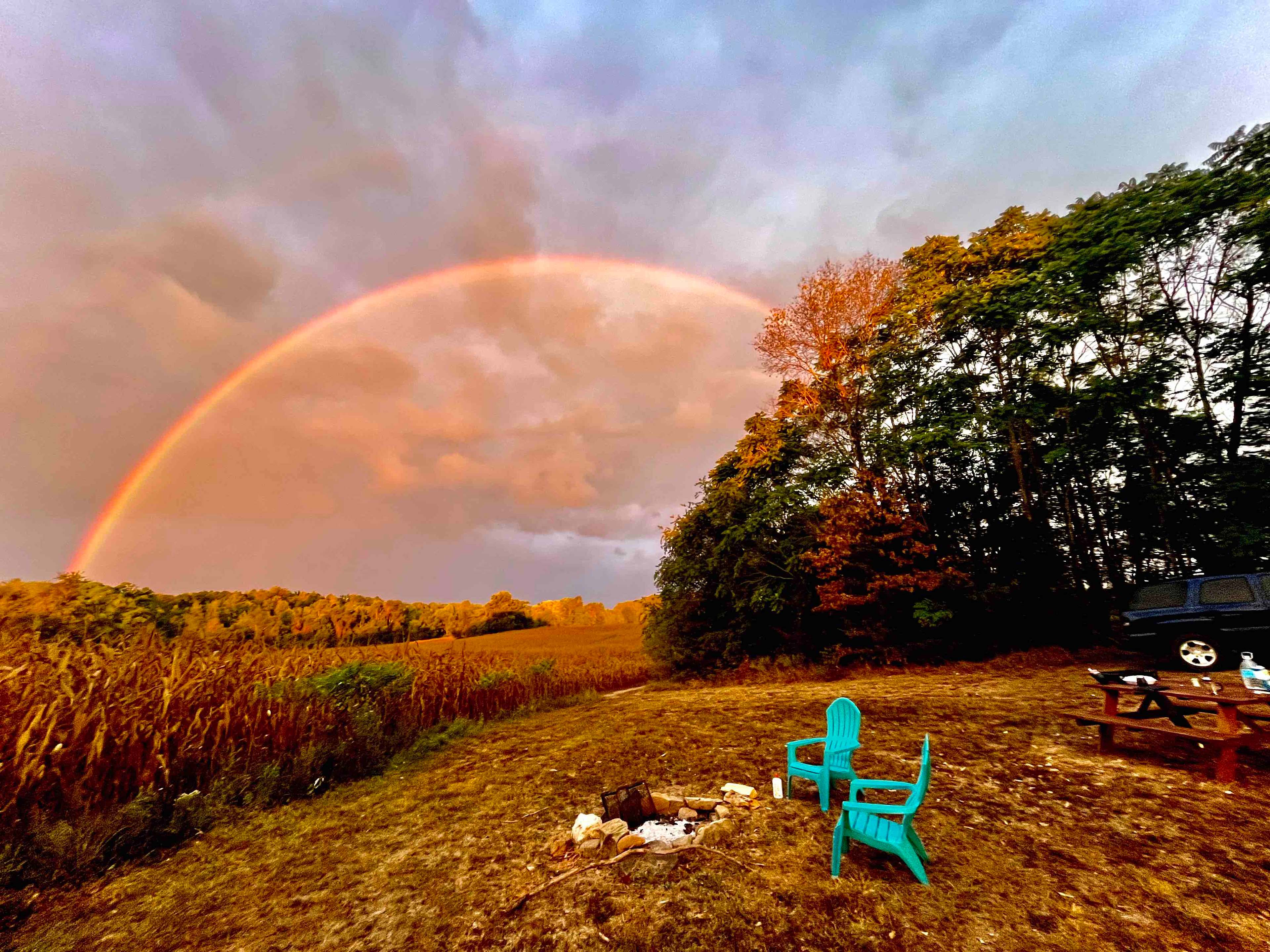 View Camp sunrise rainbow