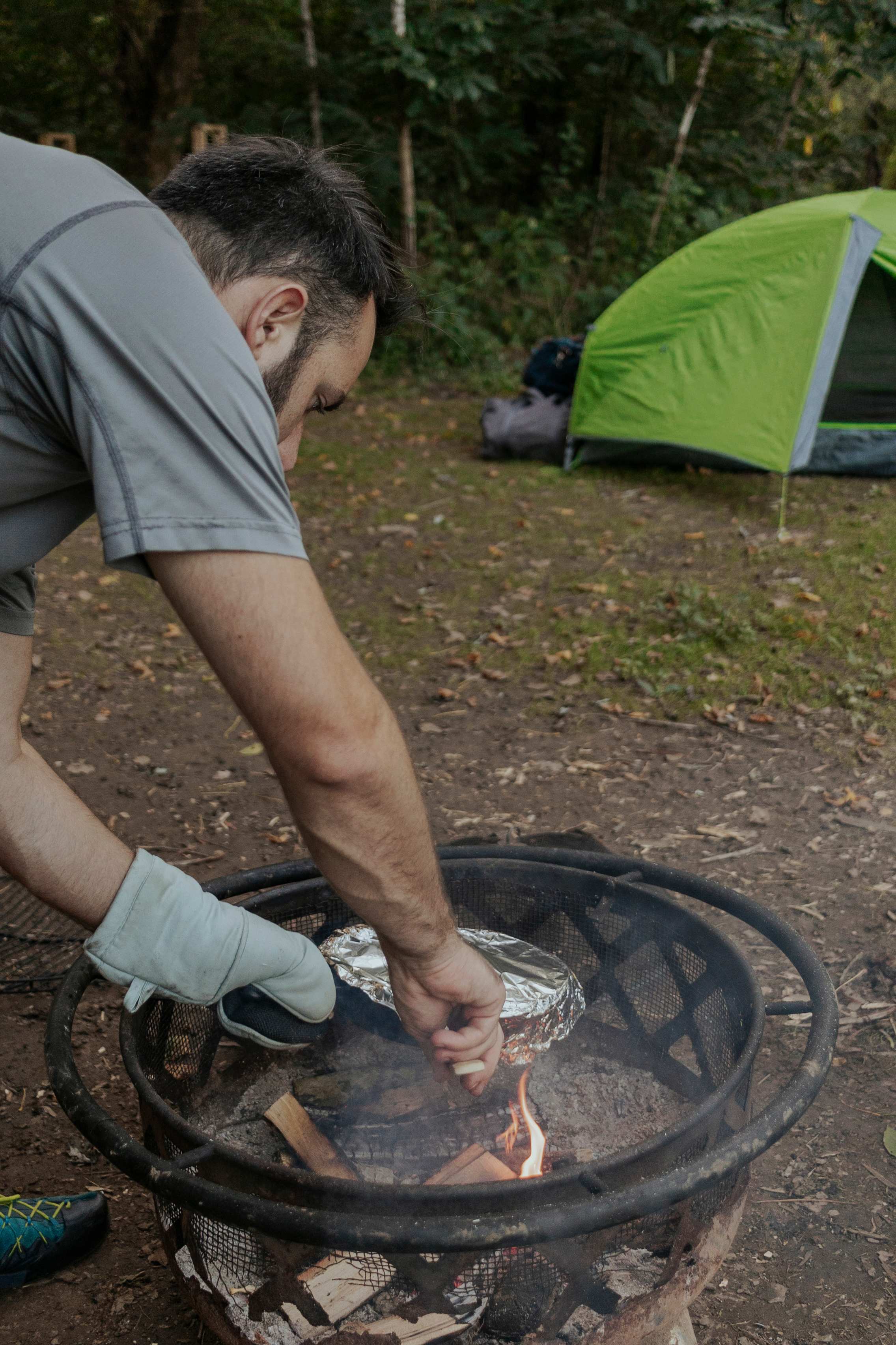 Cooking with the fire pit.