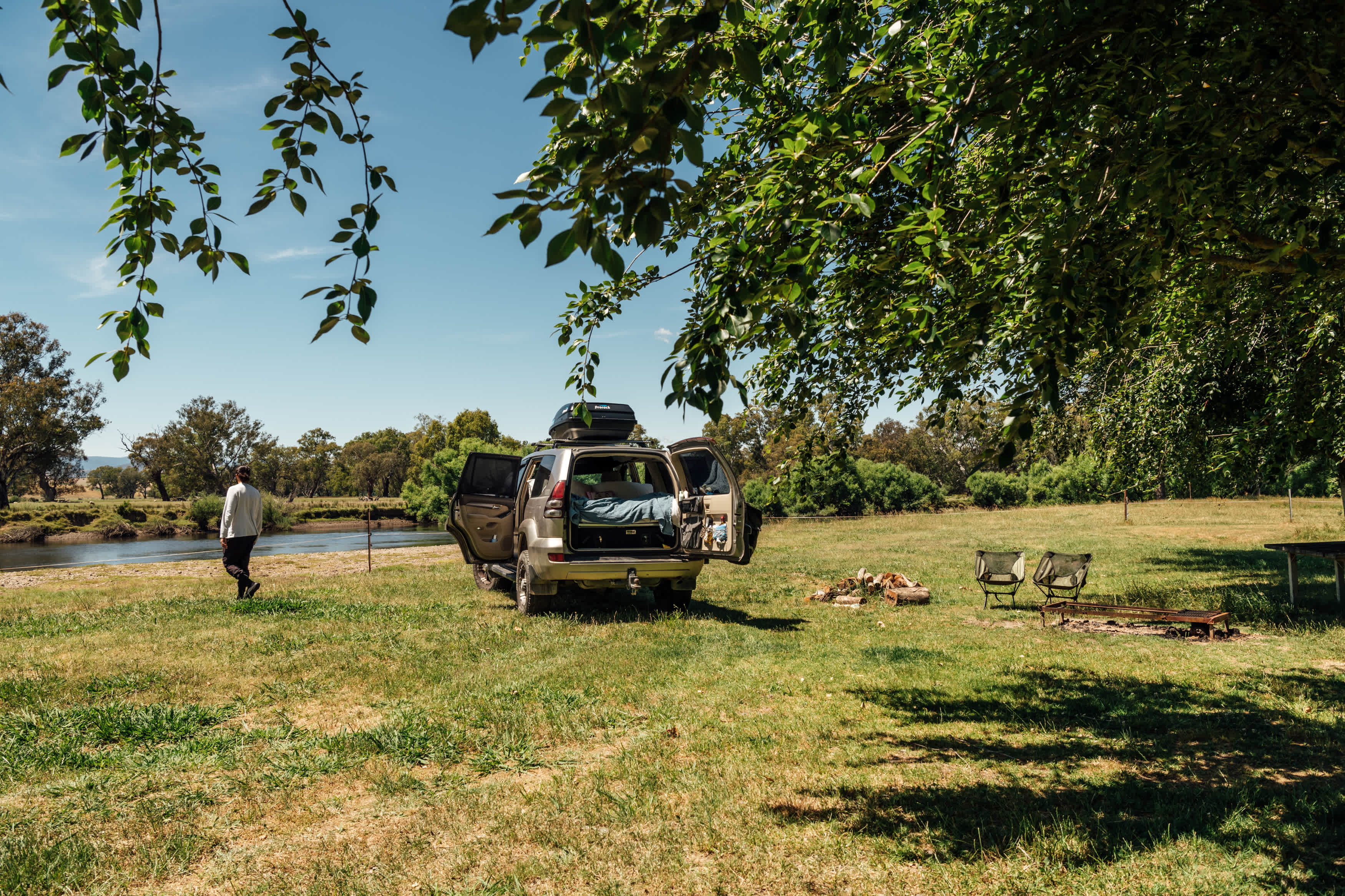 The Big Bend, you can set up along the river bank or under the shade of the poplar trees