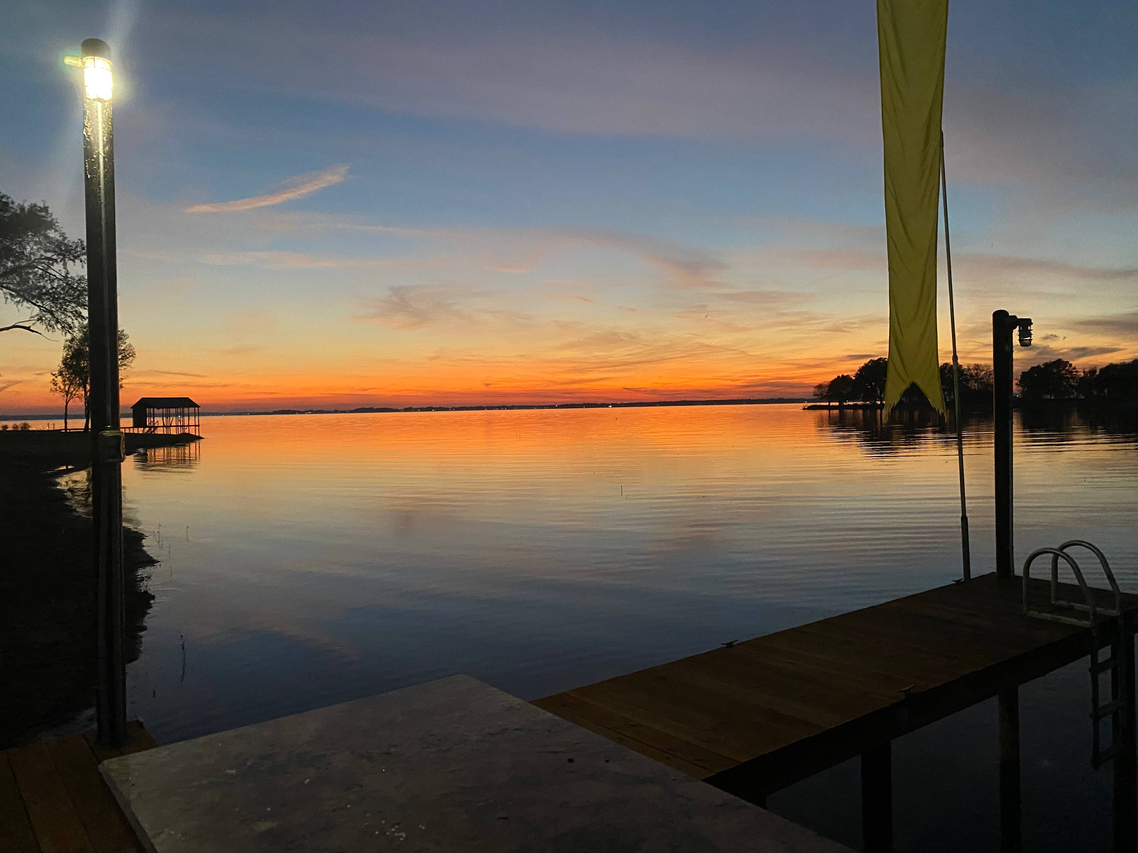 Gorgeous sunset from the private dock