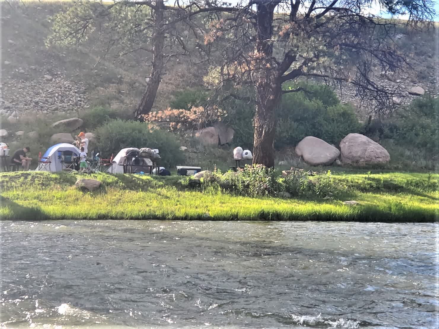 View of Individual Tent Sites across the river
