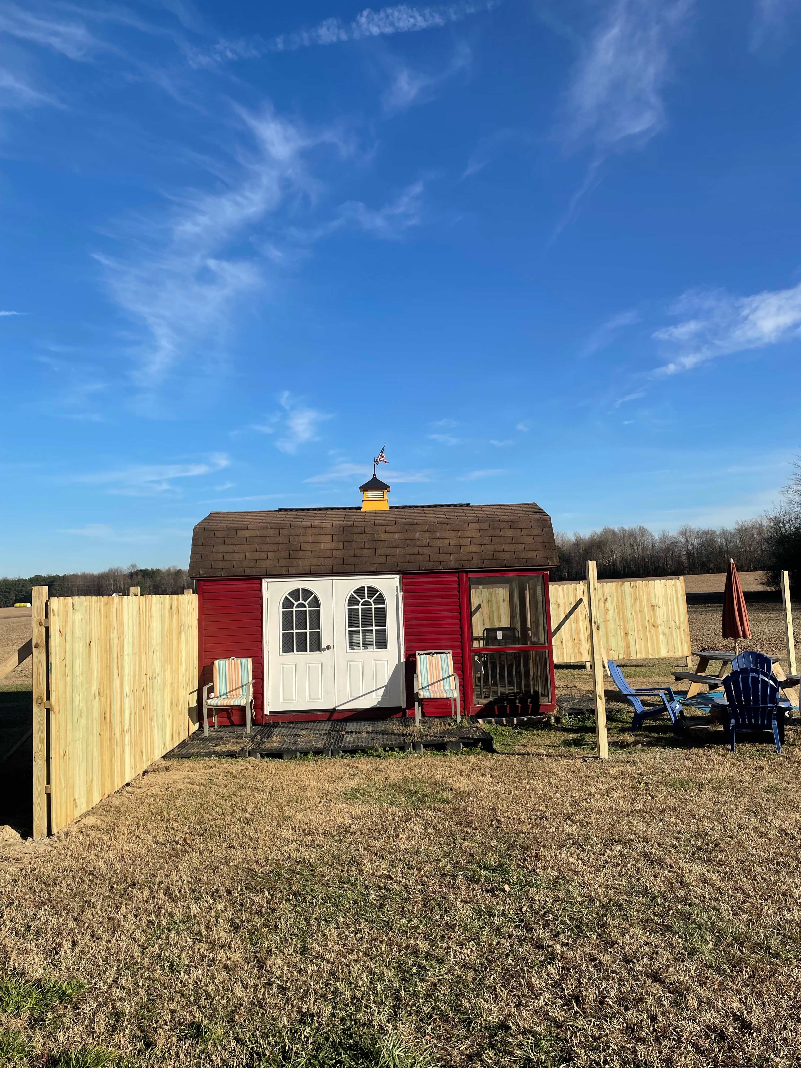The sugar shack now has a privacy fence for this independent purist 