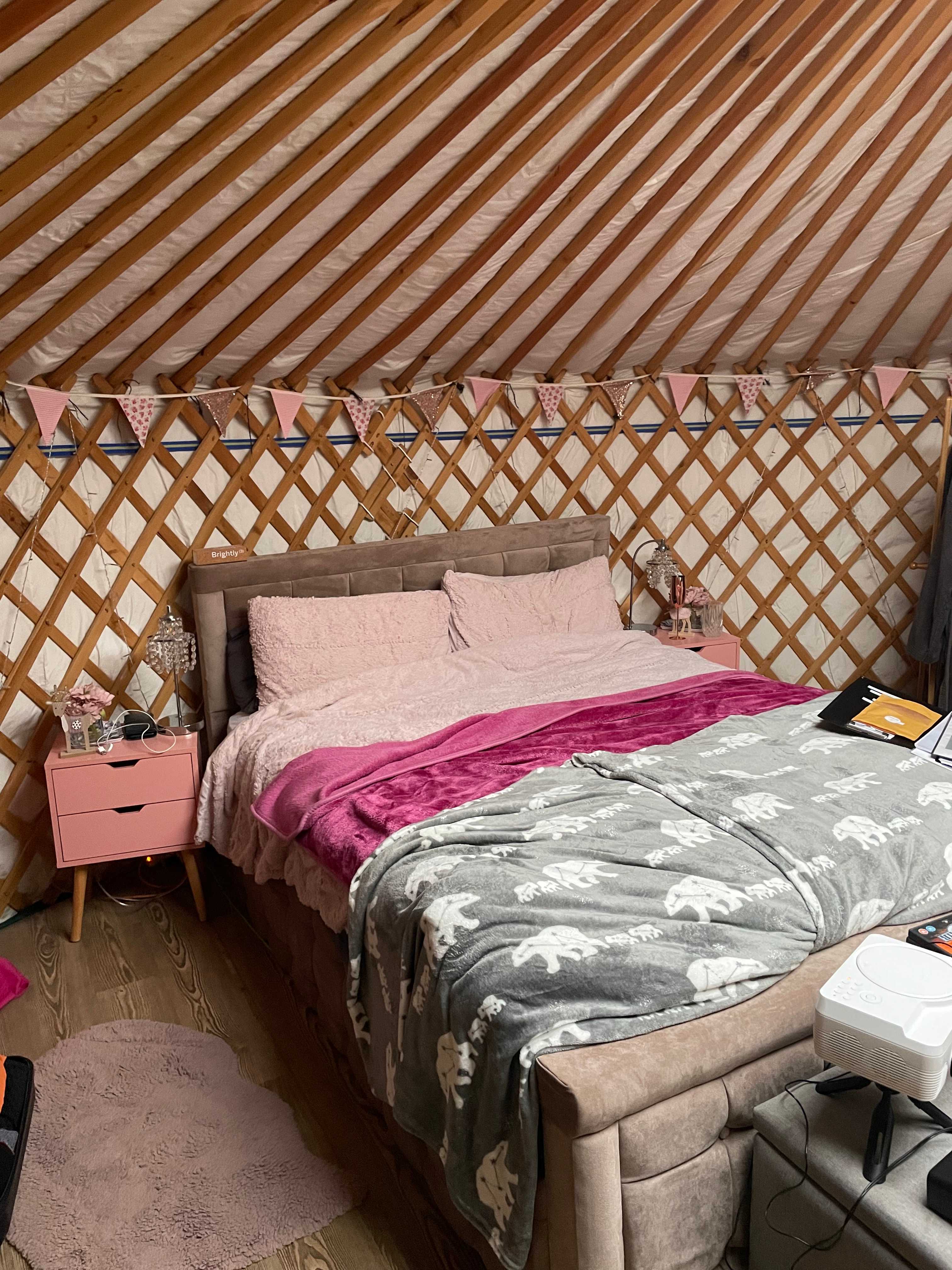 Comfiest bed! No expense spared with everything fitting out these yurts