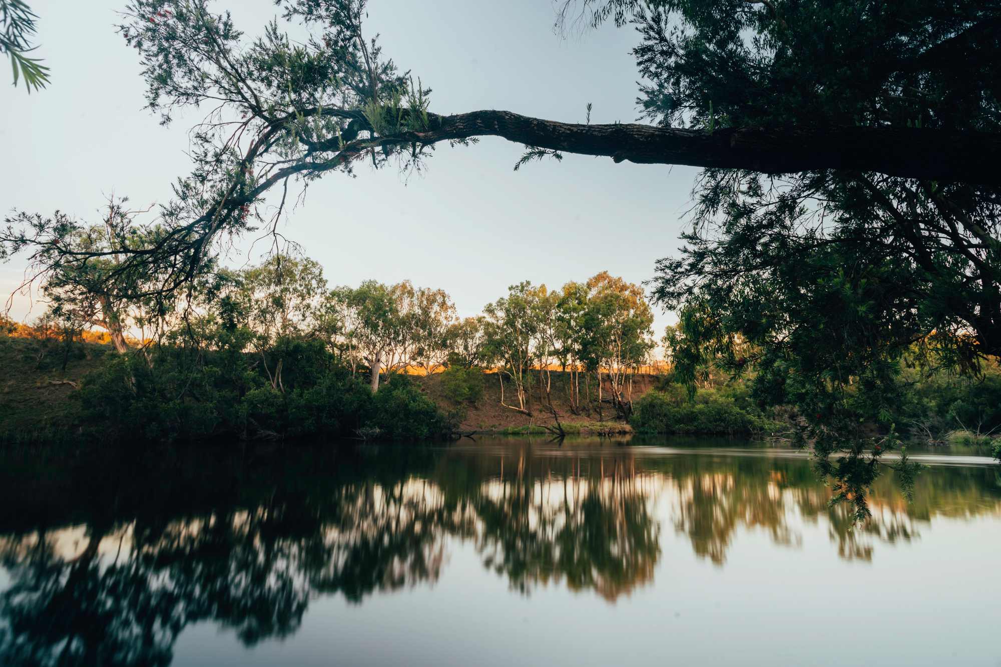 Sunset over the river