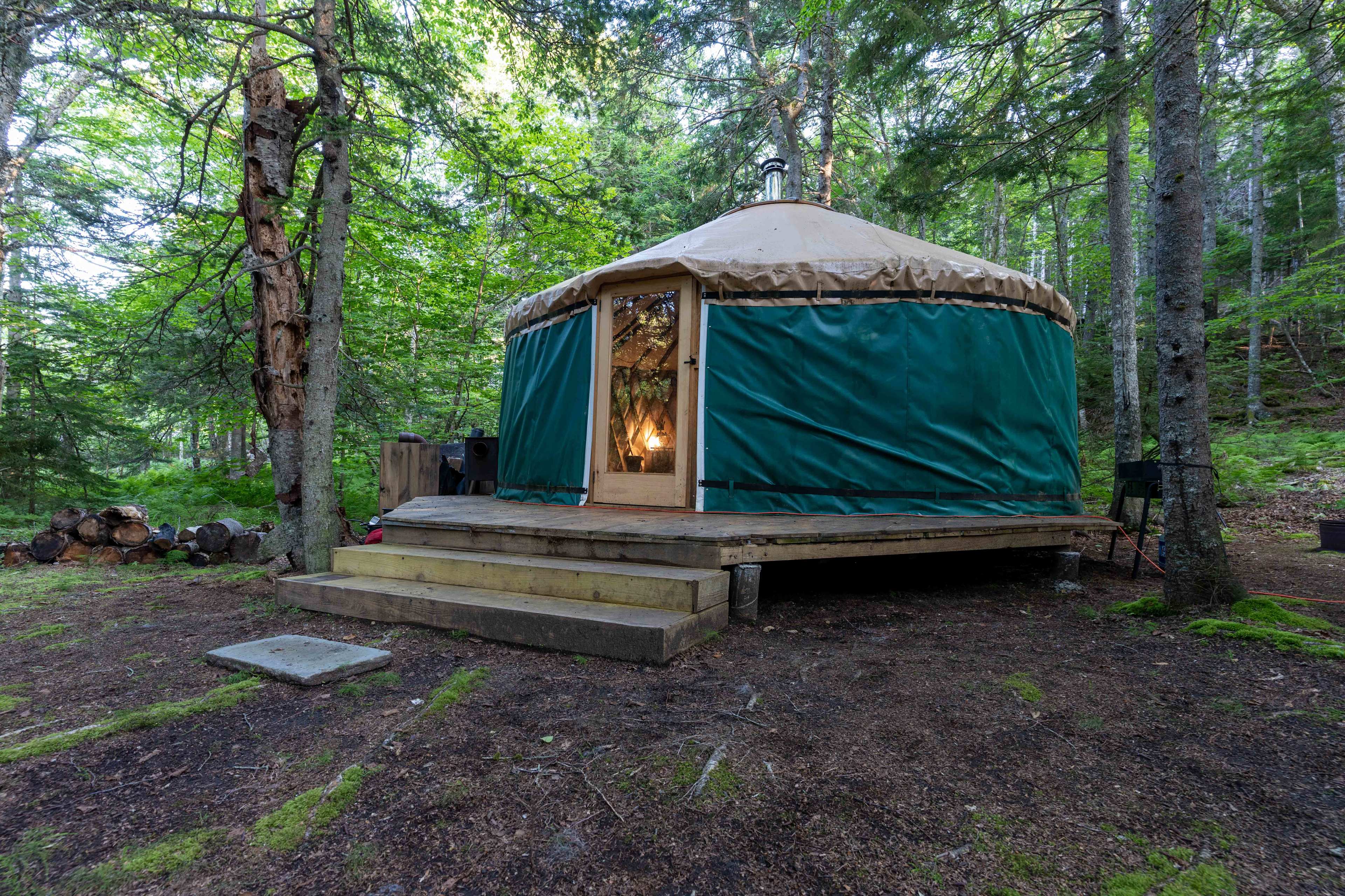 The yurt features it's own porch for enjoying your morning coffee or evening beverage of choice.