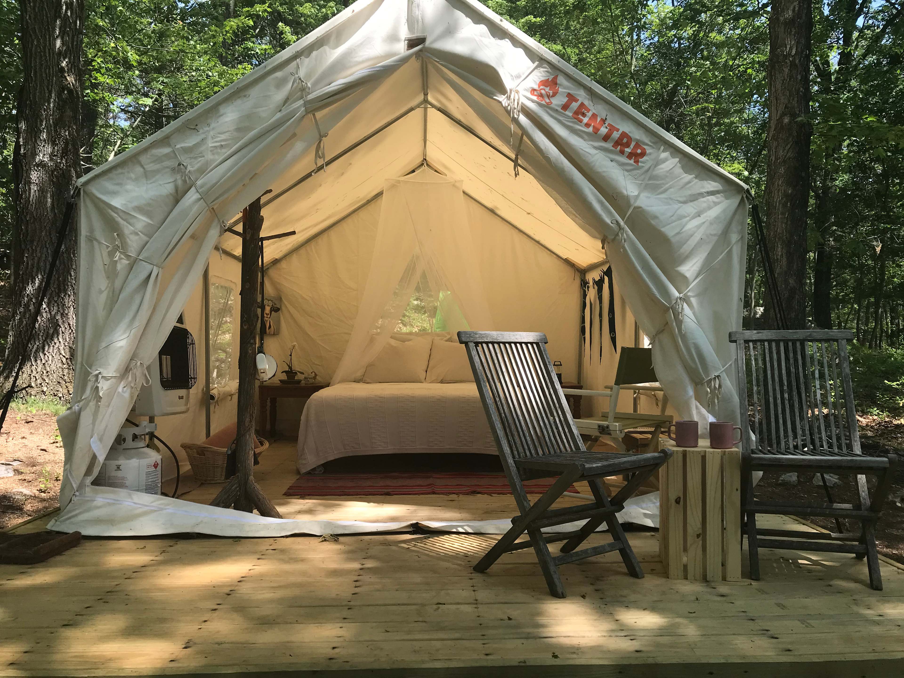 Our tent on a raised platform.