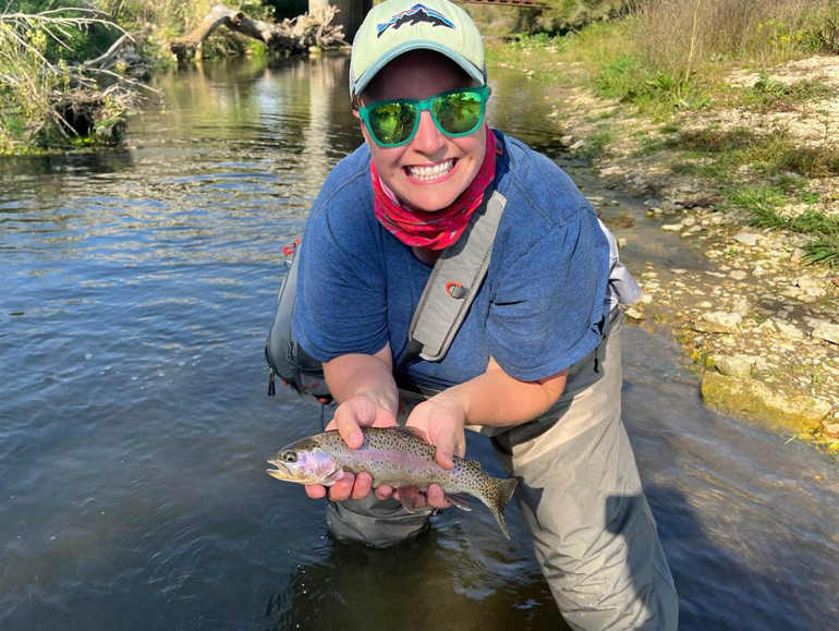 A guest caught a trout in our creek!