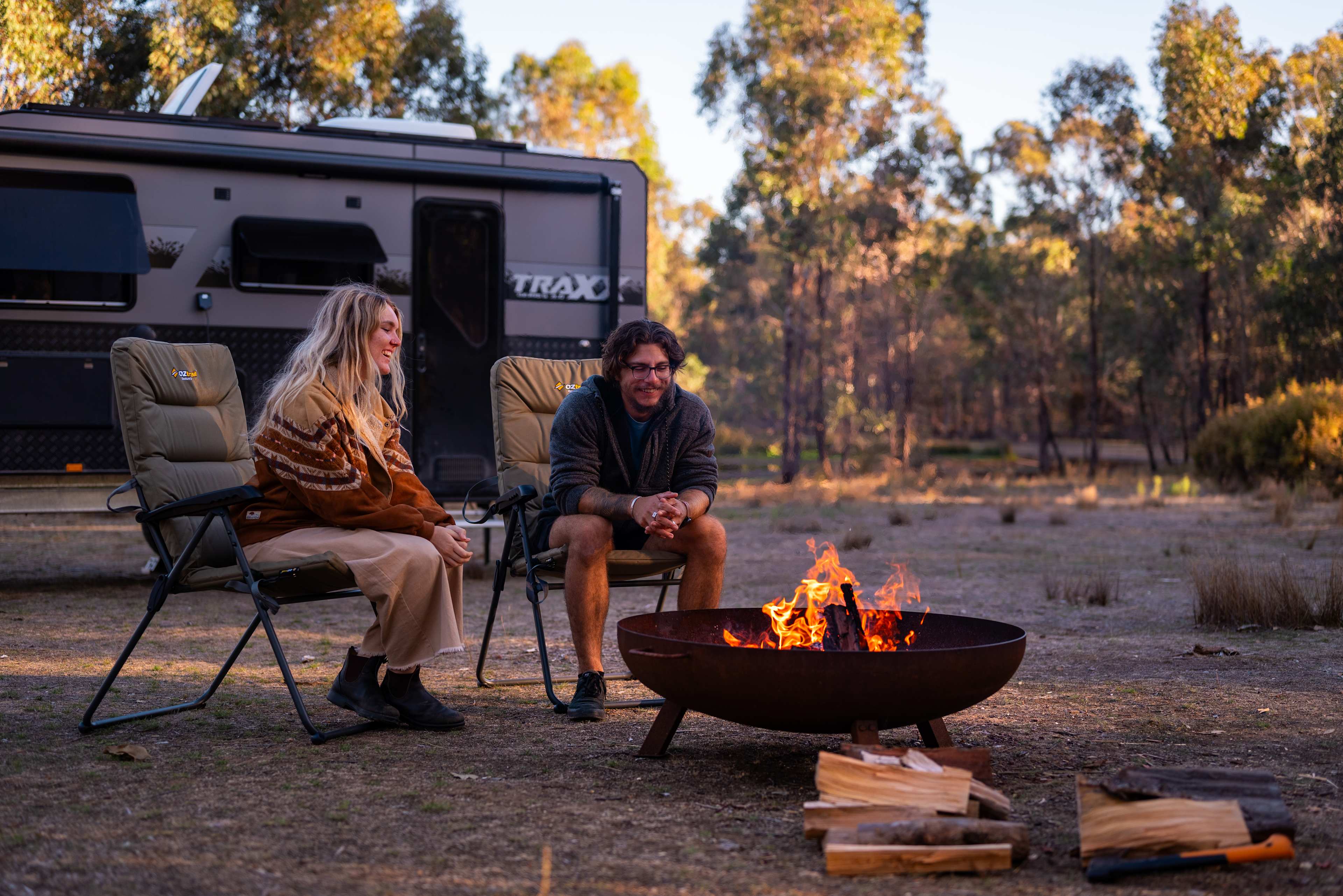 Enjoying a fire in the fire pits provided. 