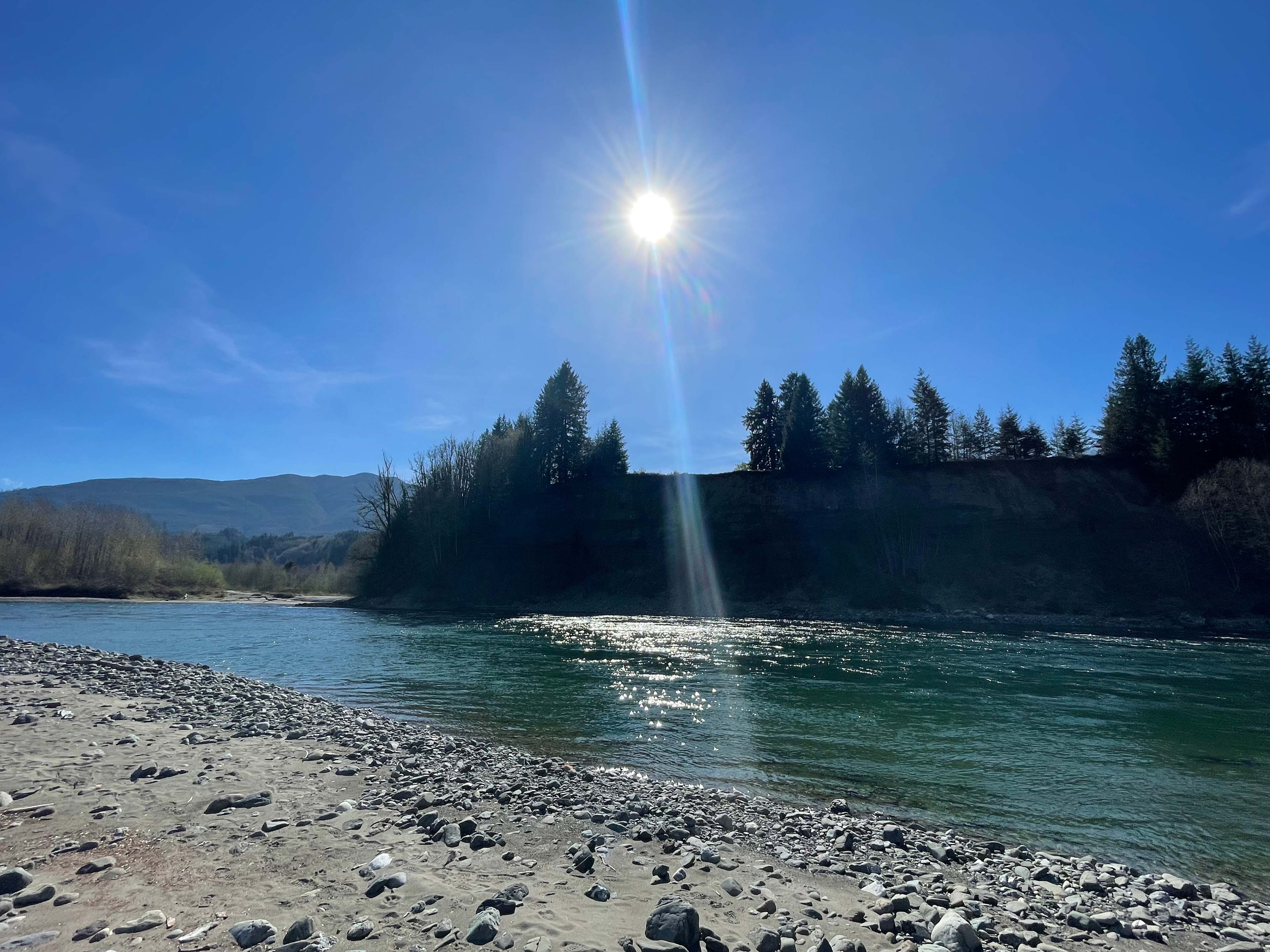 Spending the day enjoying the sunshine on our private beach on the Skagit River is a great way to relax.