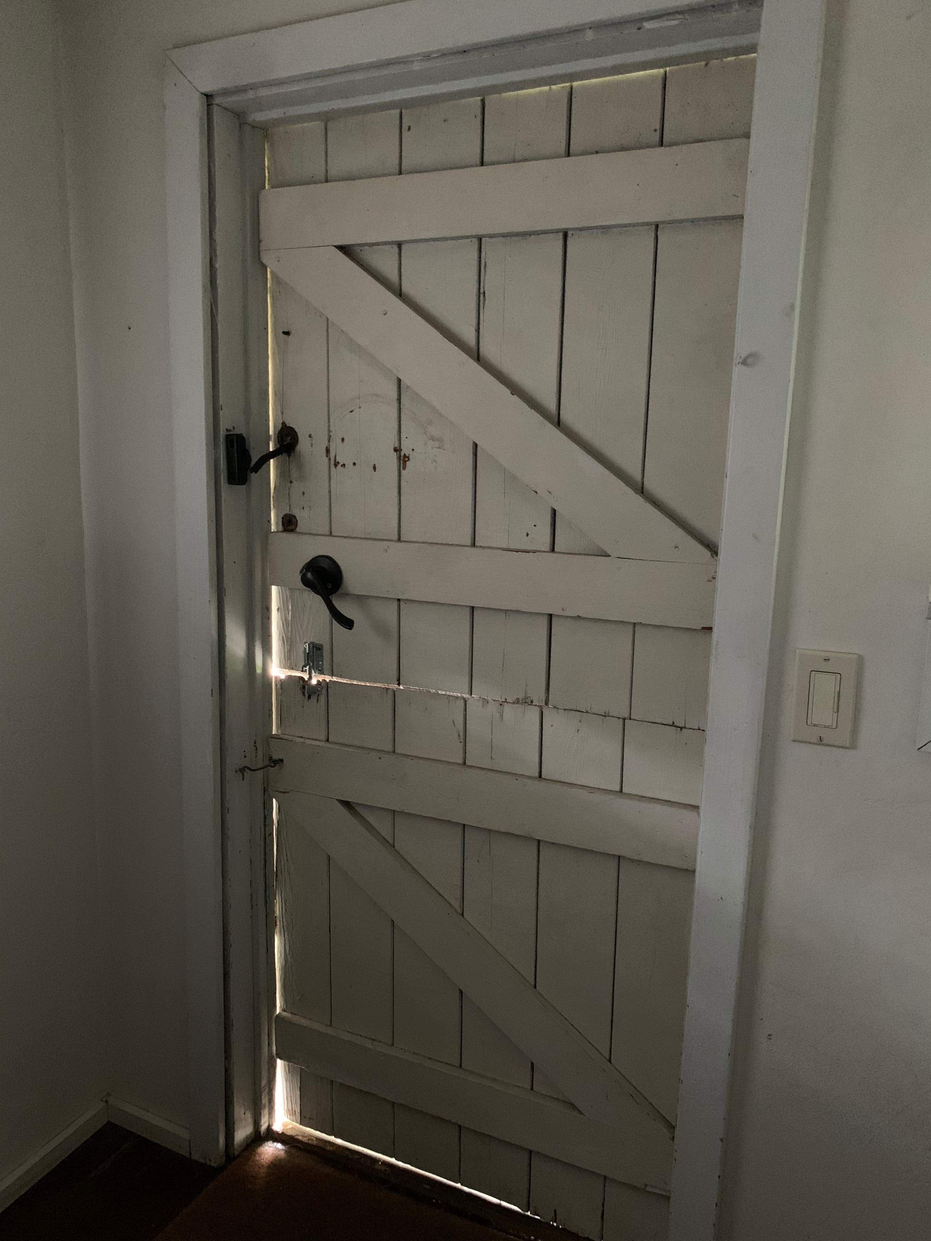 View of the flimsy door. 