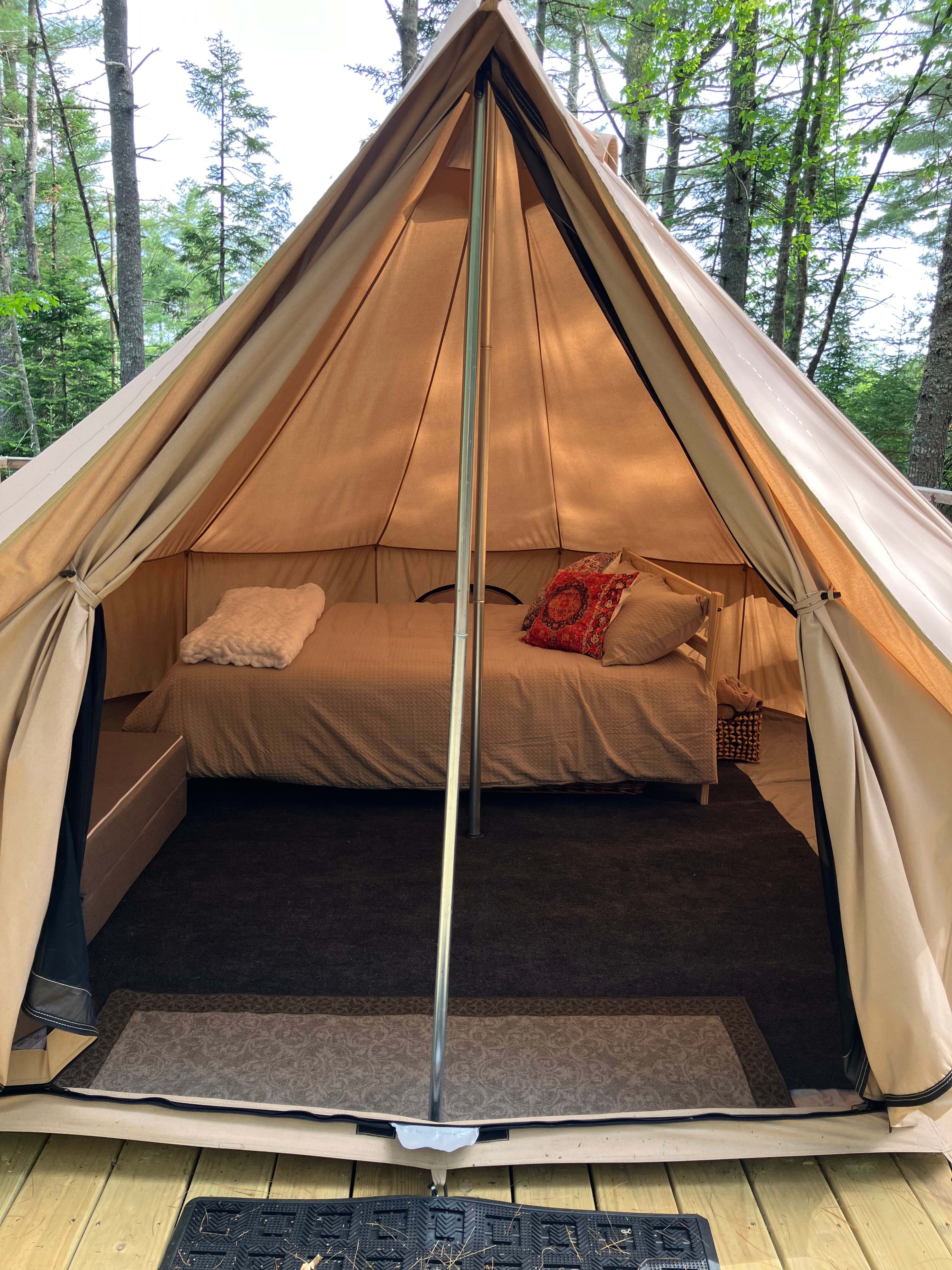 Glamping tent at a water buffalo dairy farm