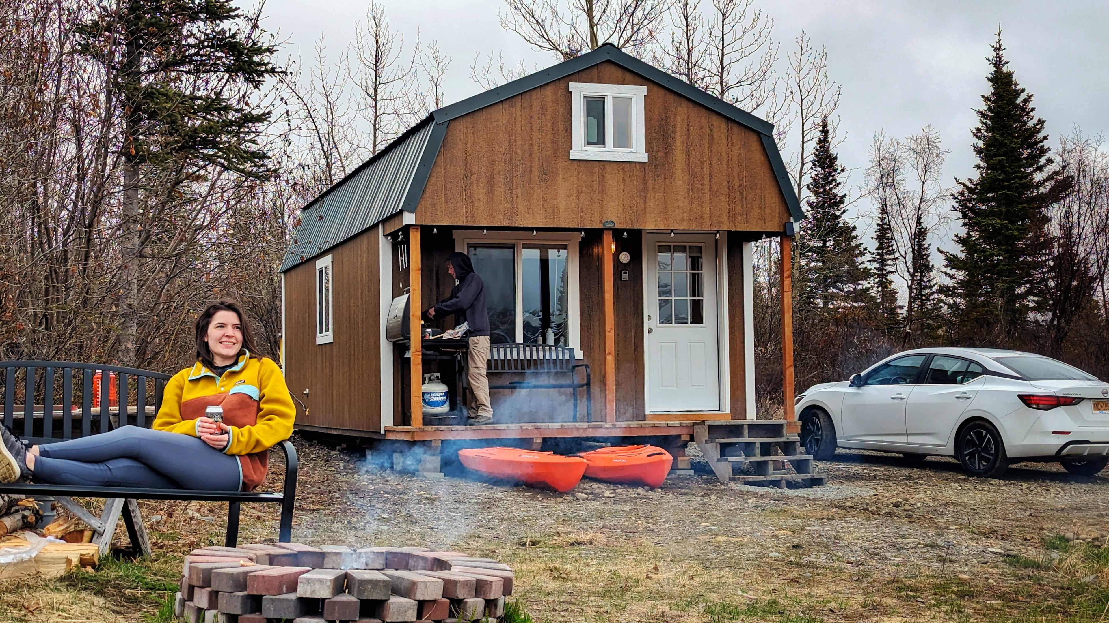 You deserve to sit back and enjoy the view while he grills up the burgers.  After kayaking the lake, and carrying them back, it's time to put your feet up and enjoy the scenery.