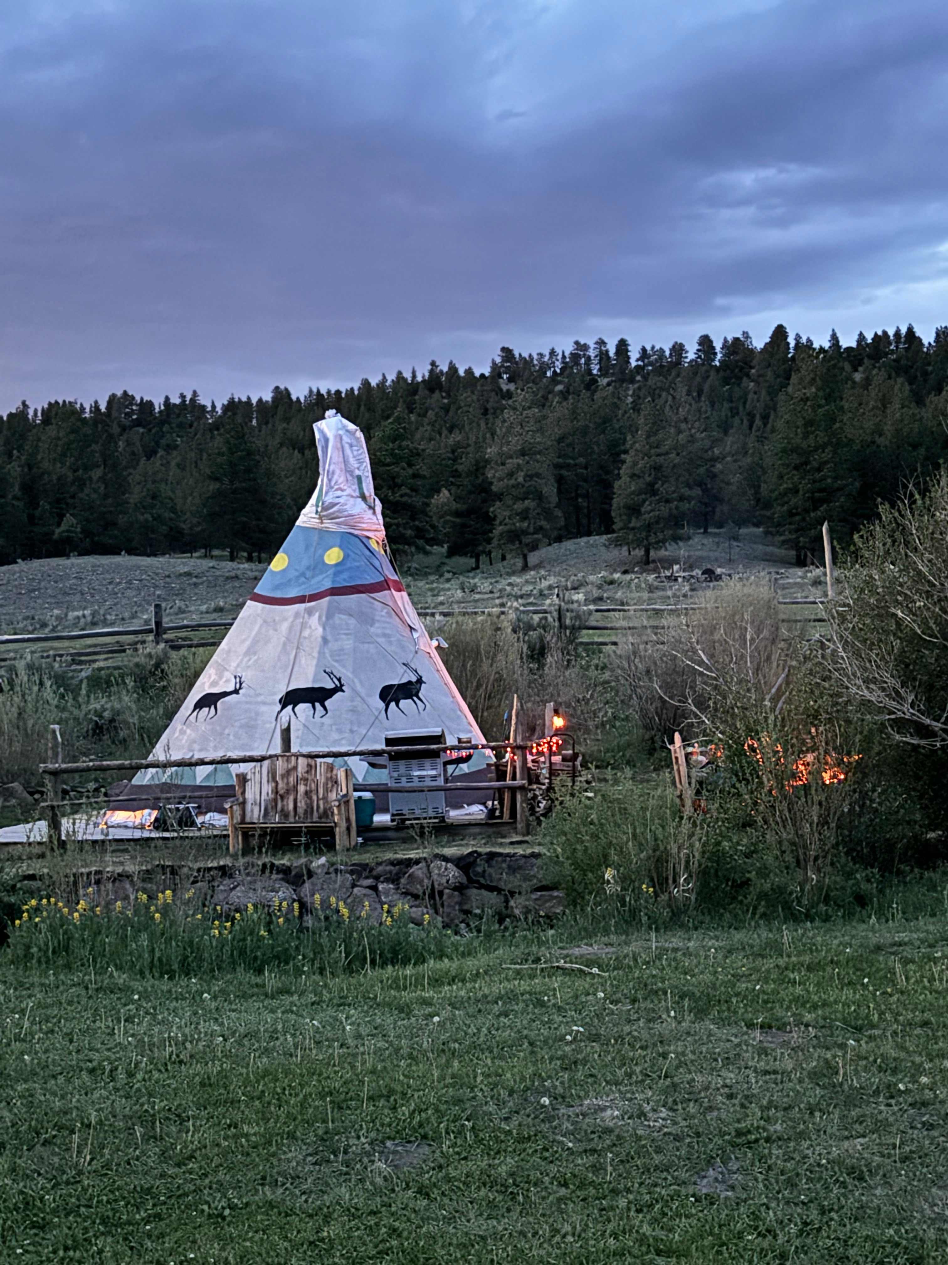 Creekside Glamping Tipis on Off-Grid, 70 Acre Working Ranch