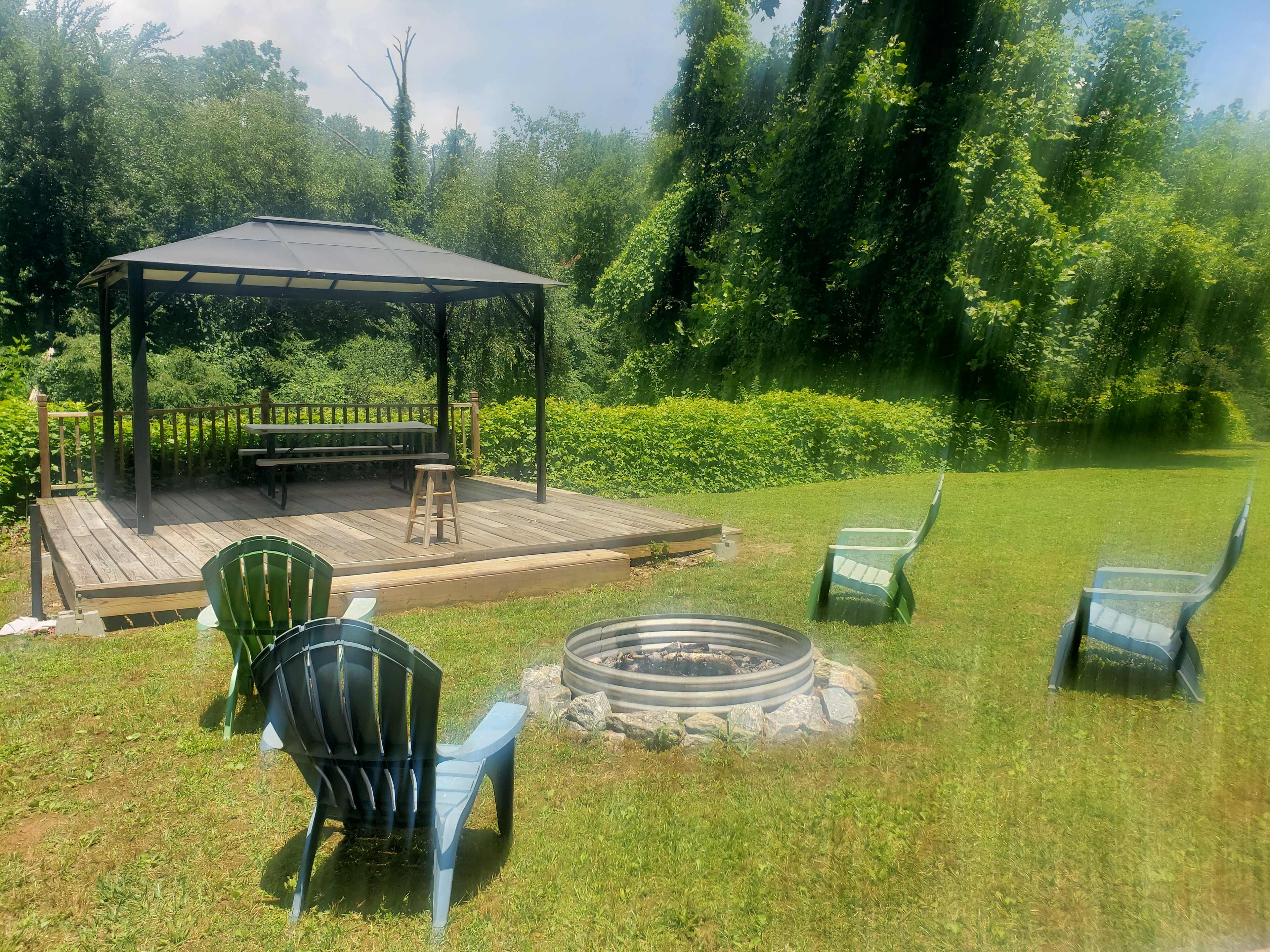 The outfitters gazebo and firepit are also available for use by campers when not in use for outfitter activities.