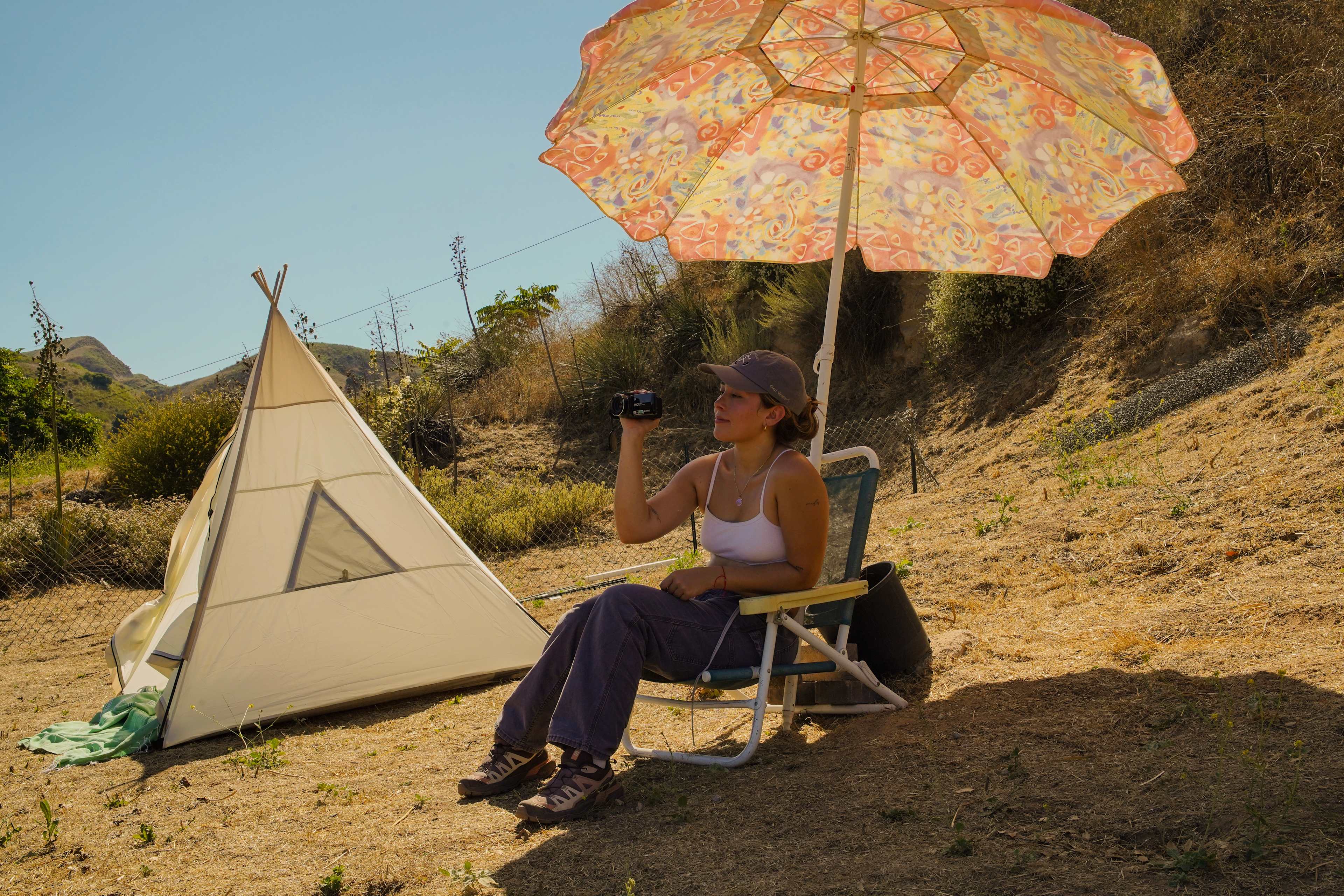 Umbrella and chair provided by host 