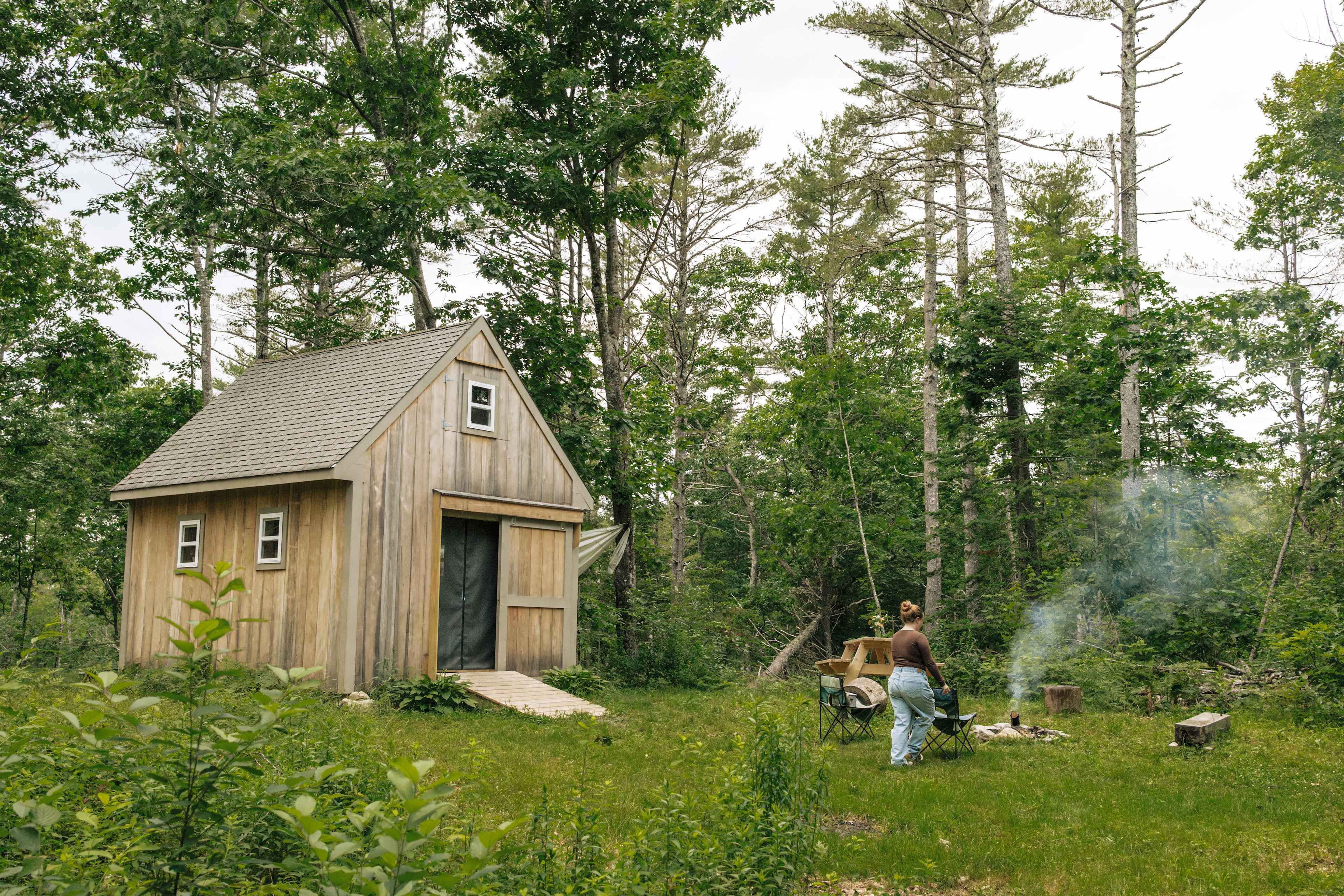 Your site includes a fire pit area right out front. There is also chairs provided. 