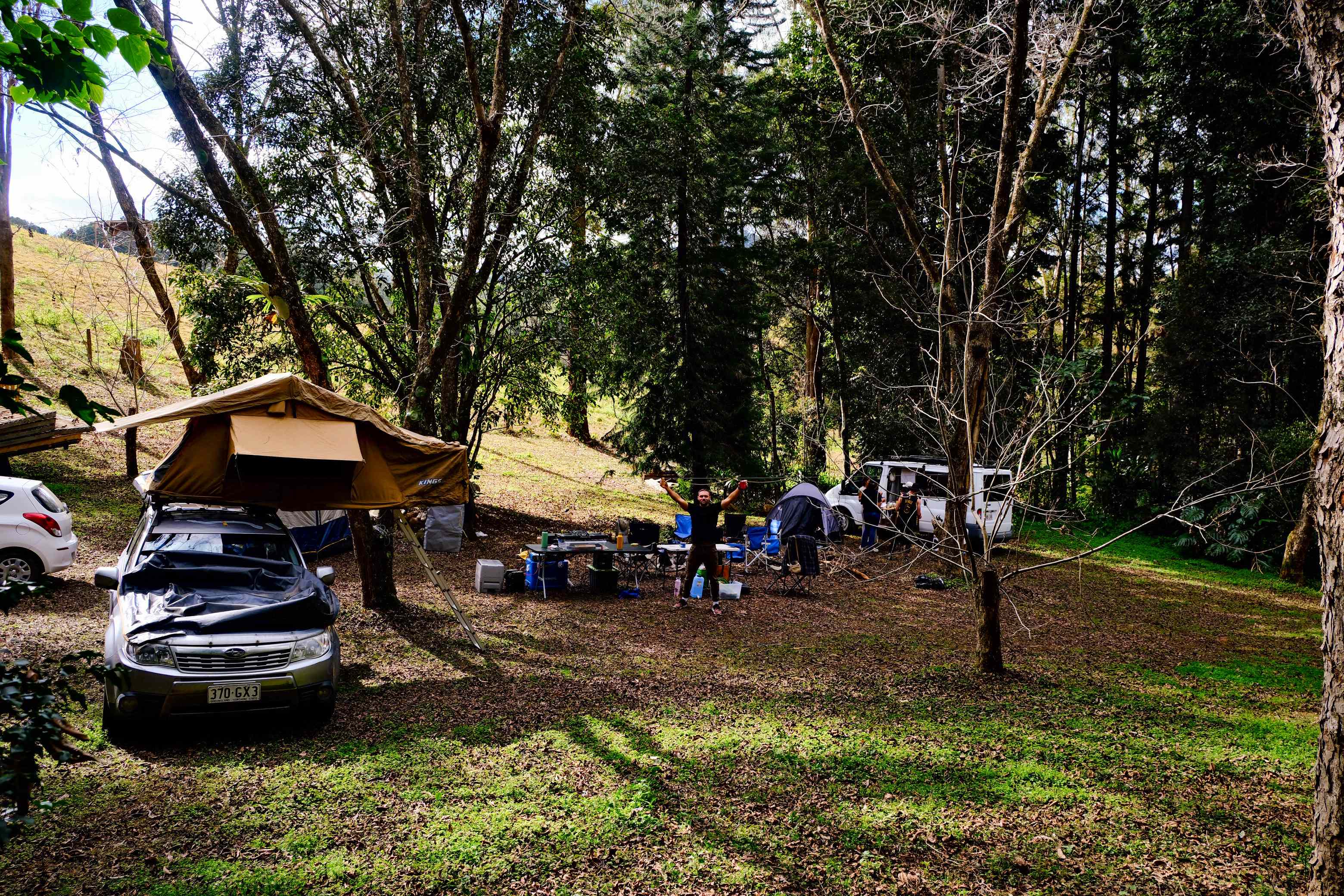 Shots of the campsite taken from the hills 