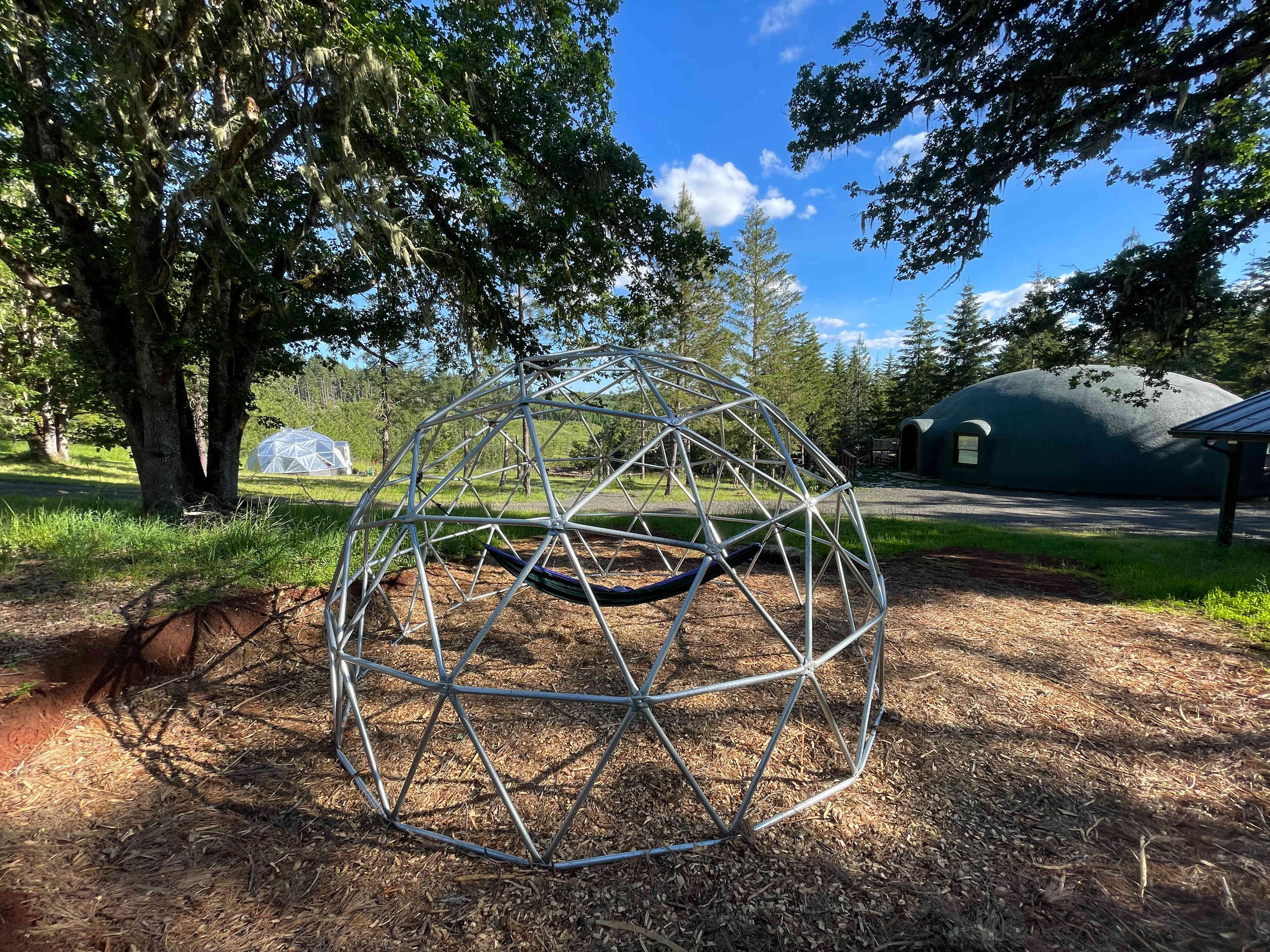 Our geodesic play-dome, which is available for play by campers (consenting to risk).