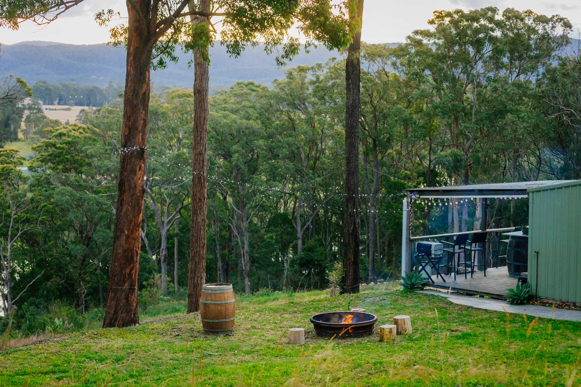 cabin at sunset